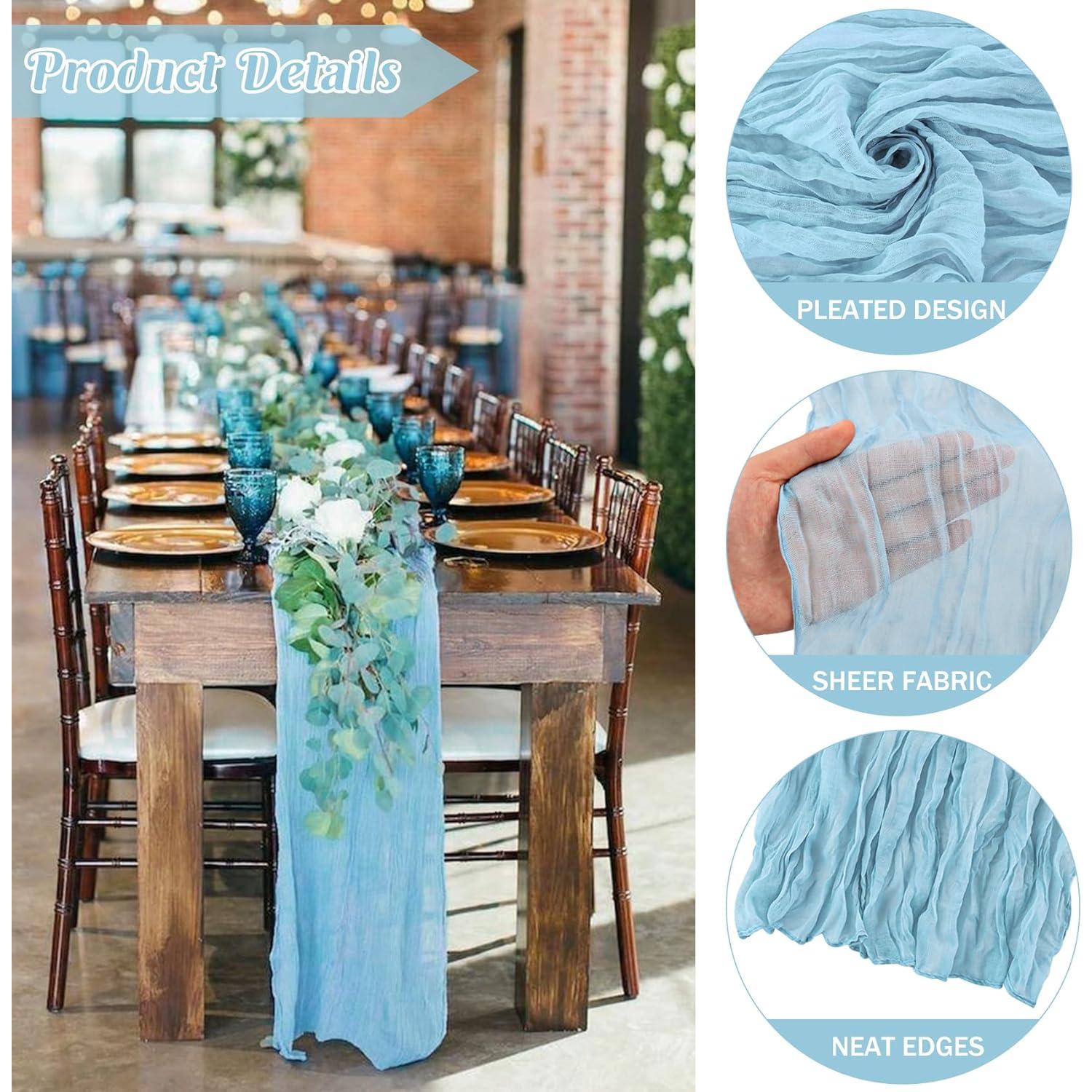 Corredor de Mesa de Gasa Azul Bebé 89x305cm JALANCY