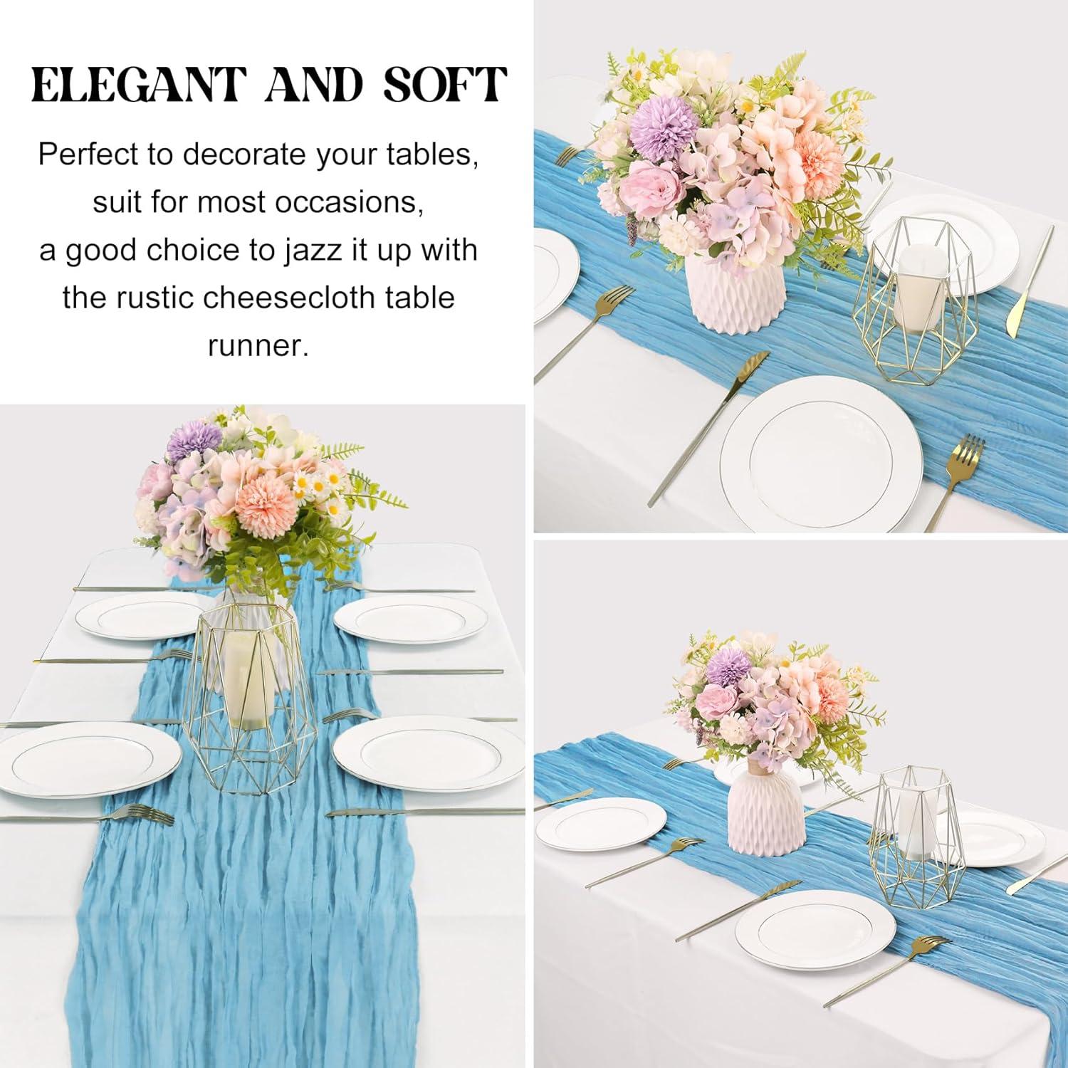 Corredor de Mesa de Gasa Azul Bebé 89x305cm JALANCY