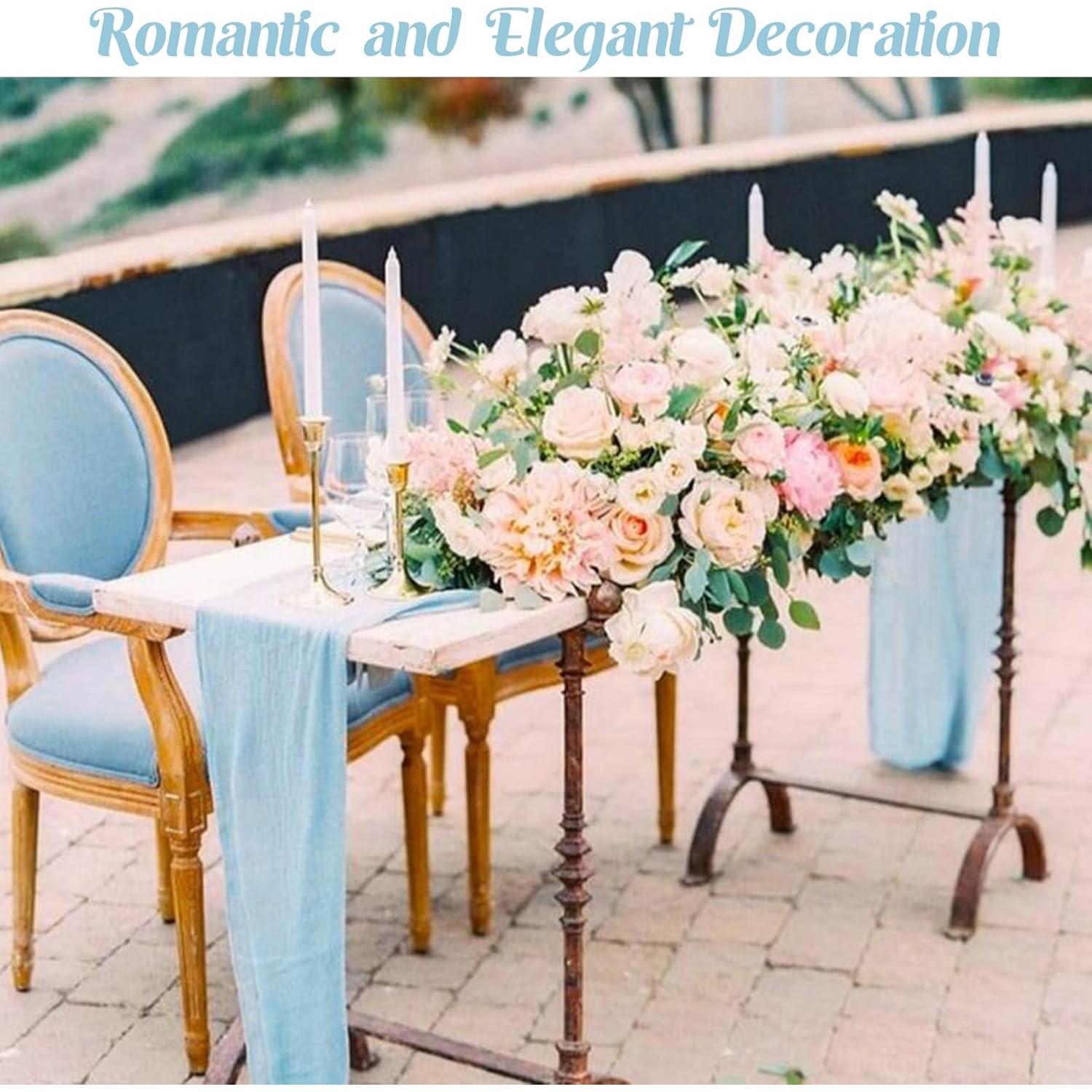 Corredor de Mesa de Gasa Azul Bebé 89x305cm JALANCY