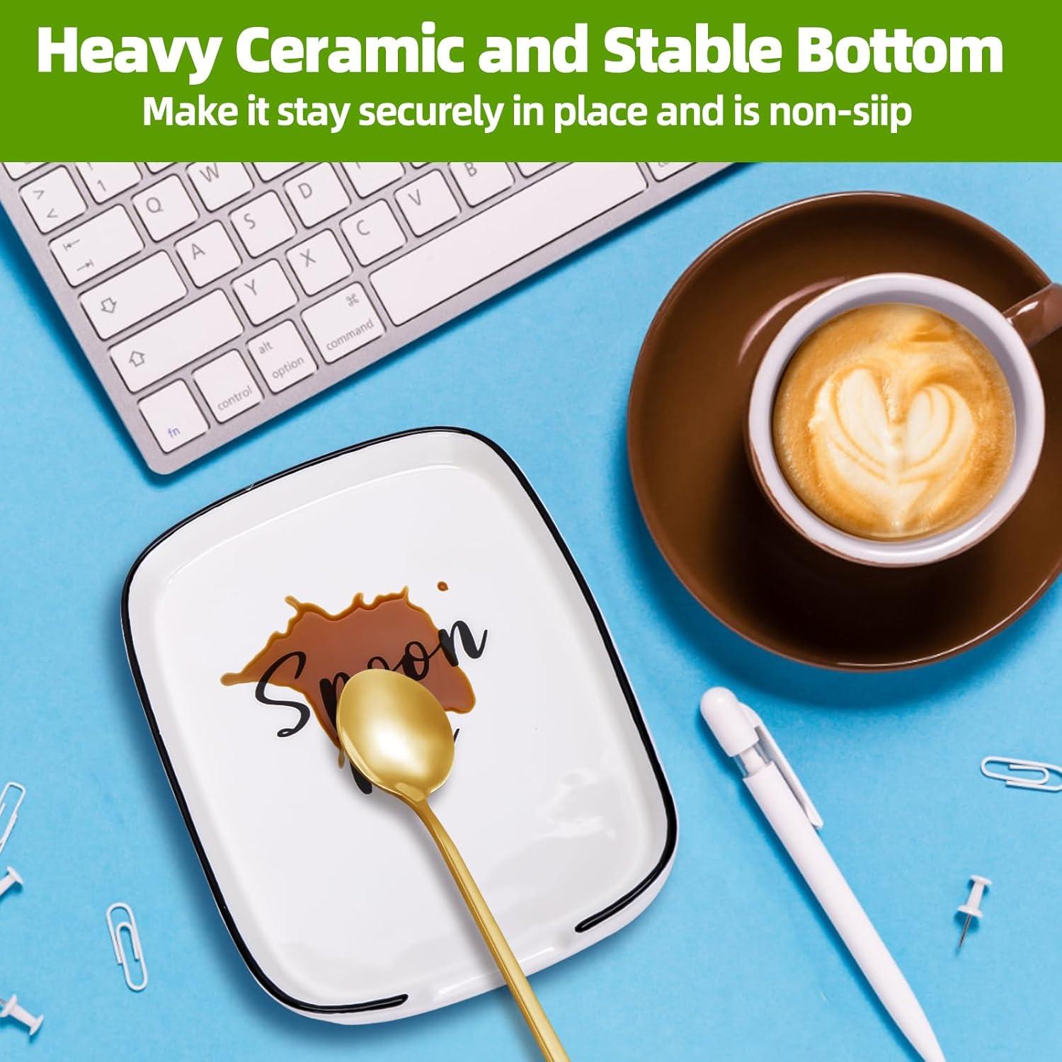 Juego de 4 Soportes para Cucharas Cerámica Blanca YENLNI