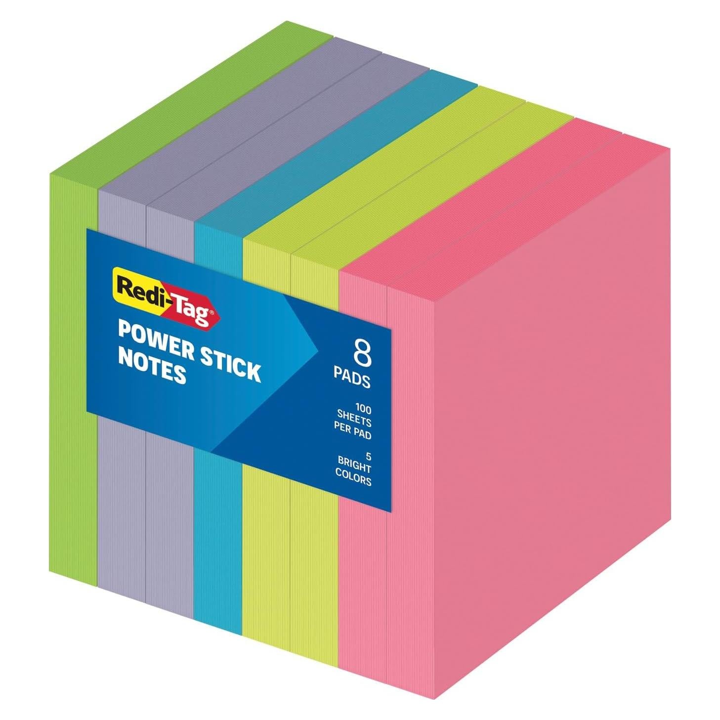 Notas Adhesivas Redi-Tag 7.62x7.62cm, Paquete de 8 Colores Brillantes
