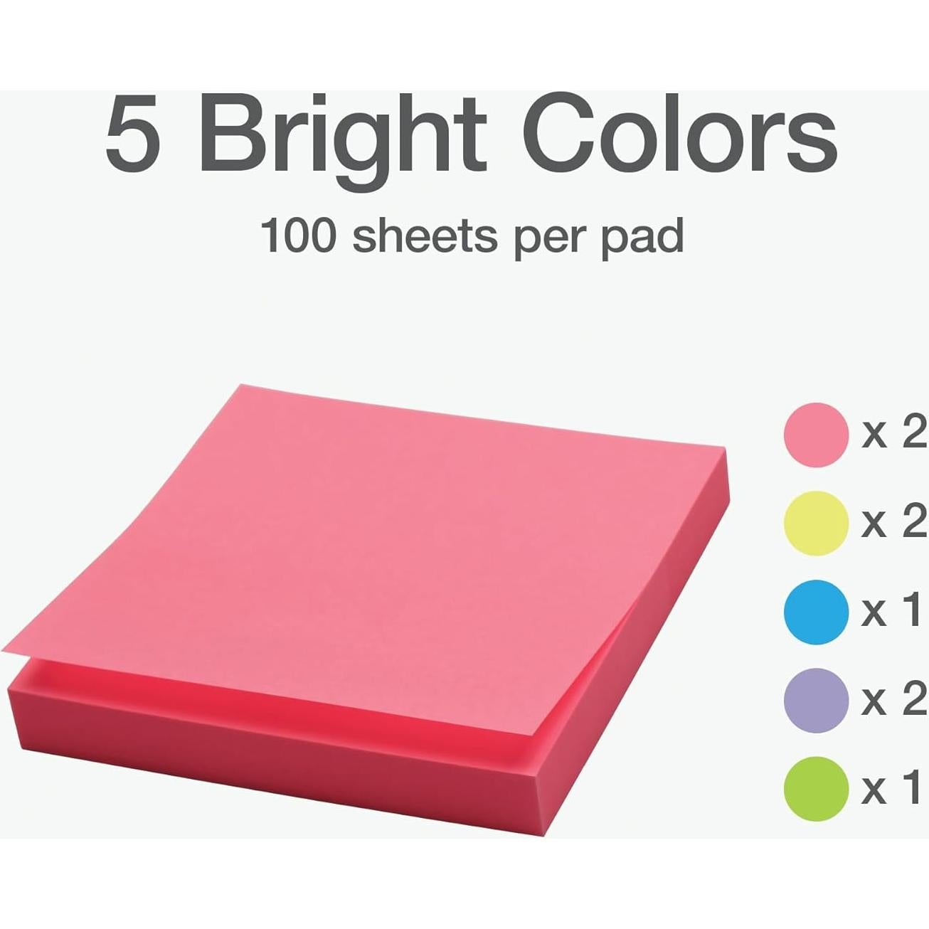 Notas Adhesivas Redi-Tag 7.62x7.62cm, Paquete de 8 Colores Brillantes