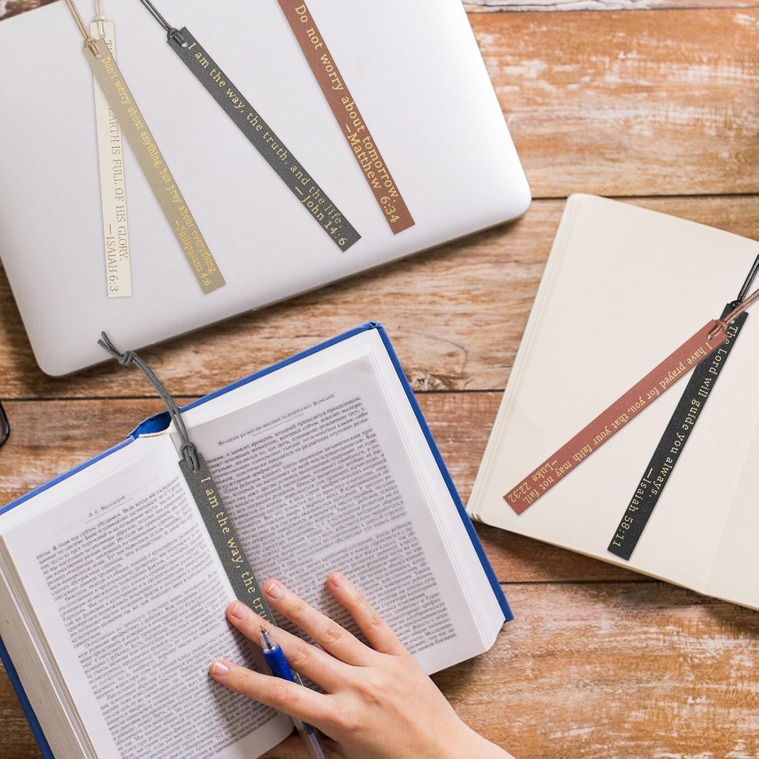 10 Marcadores de Cuero Skyygemm con Versículos Bíblicos