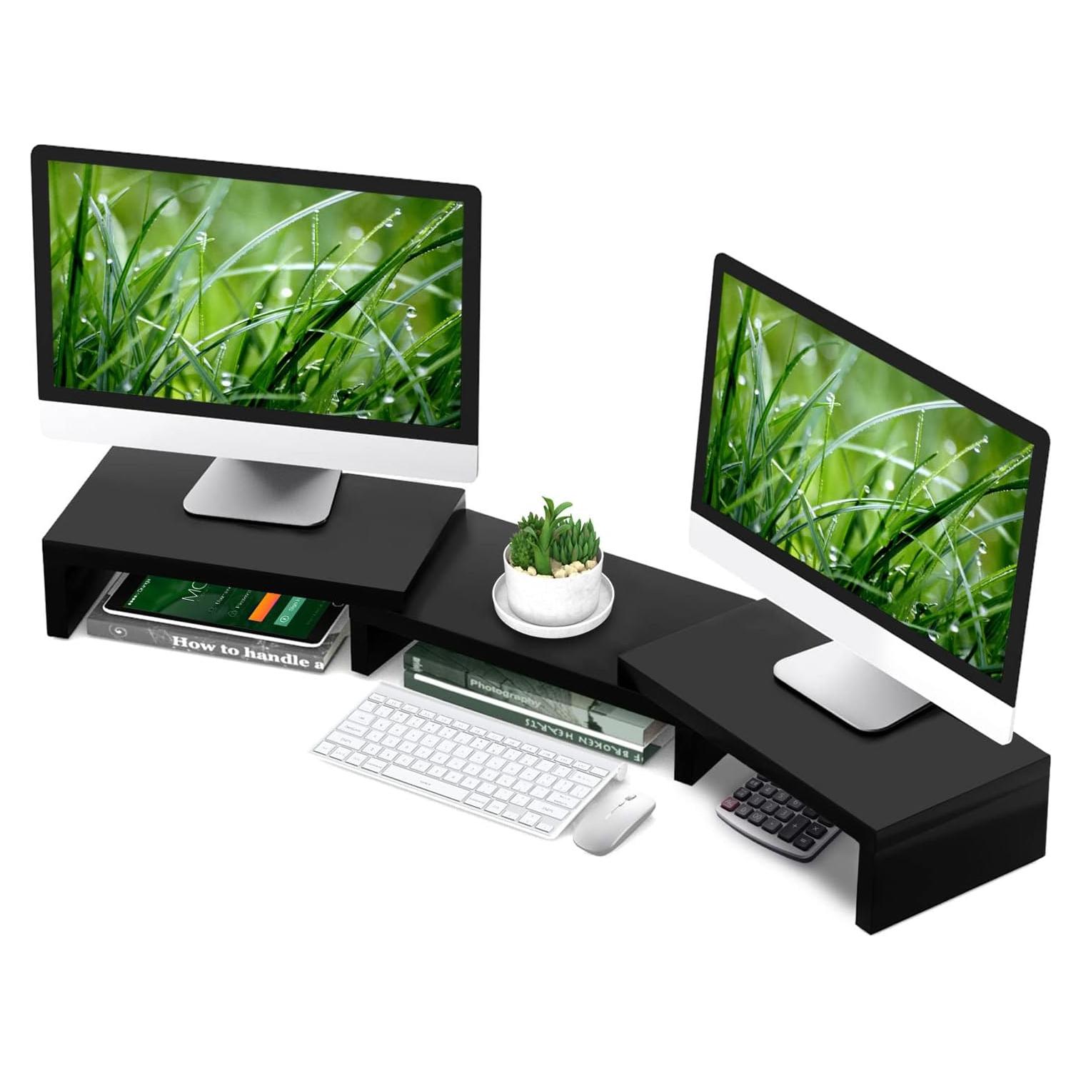 Soporte Doble Monitor TAVR Ajustable 77.8-110 cm Negro