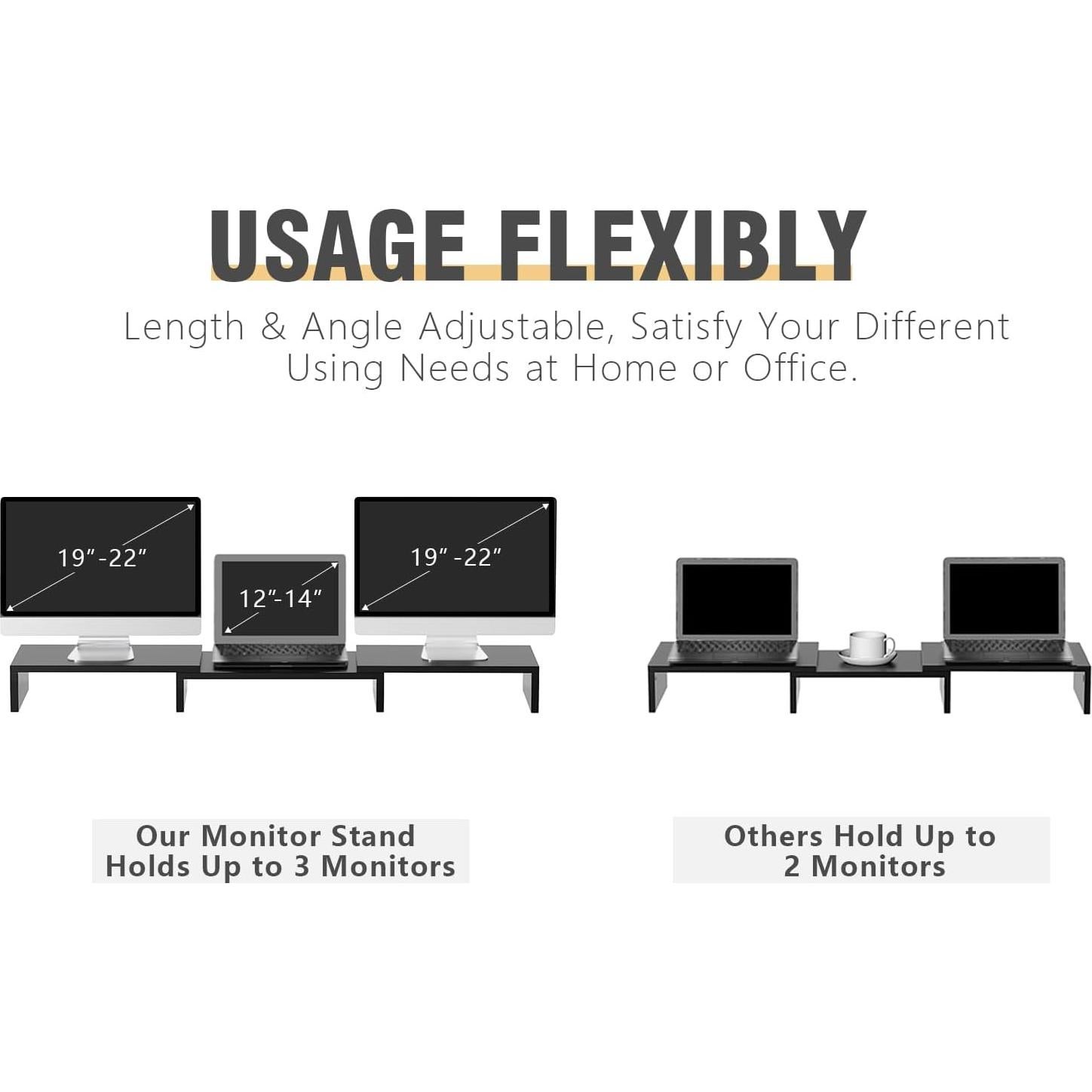 Soporte Doble Monitor TAVR Ajustable 77.8-110 cm Negro