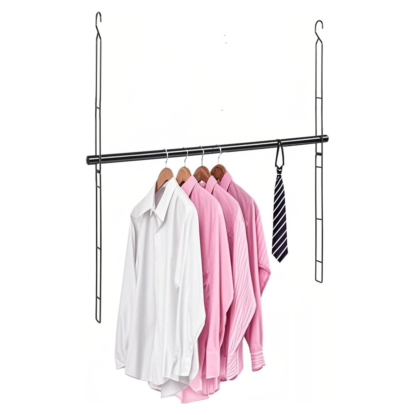 Barra Colgante para Armario ABtool 81cm Ajustable Negro