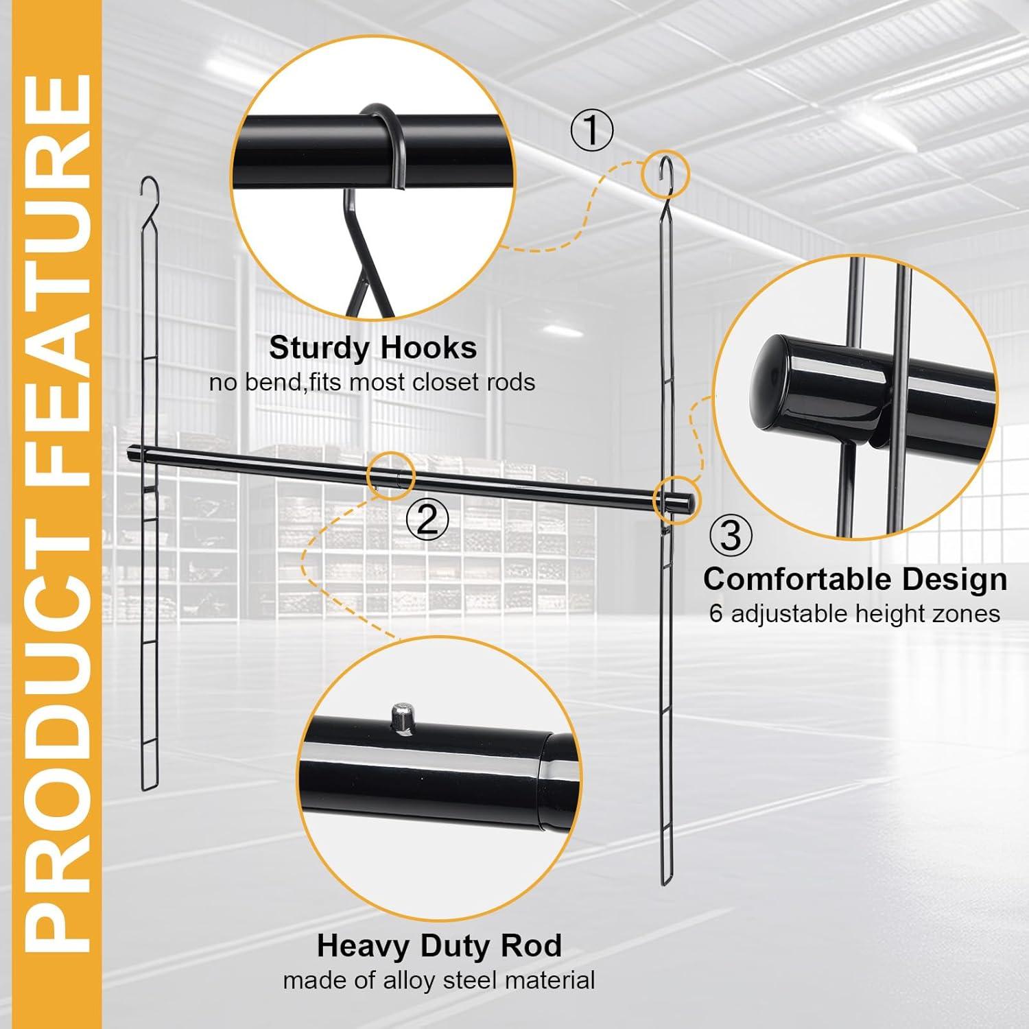 Barra Colgante para Armario ABtool 81cm Ajustable Negro