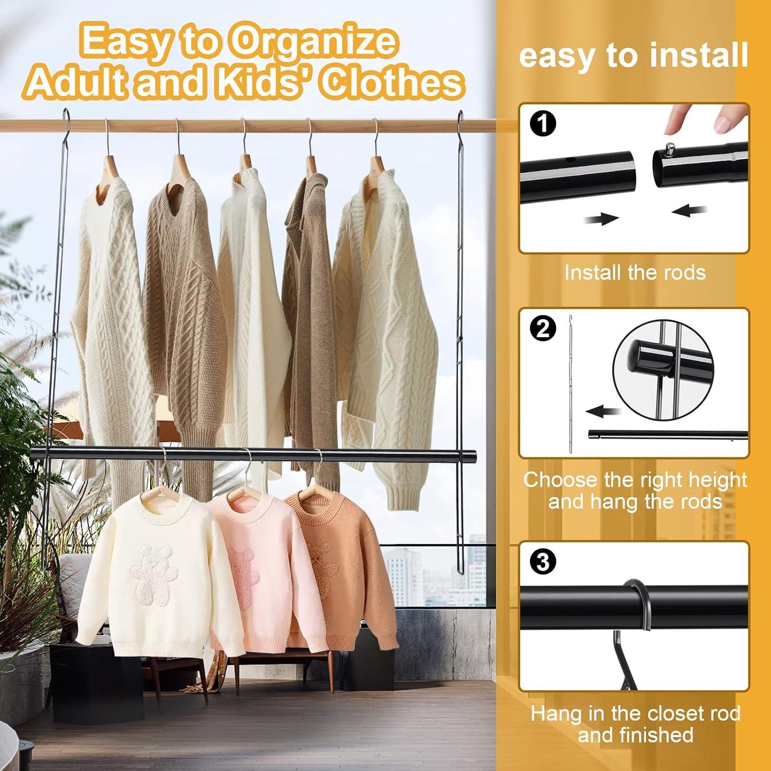 Barra Colgante para Armario ABtool 81cm Ajustable Negro