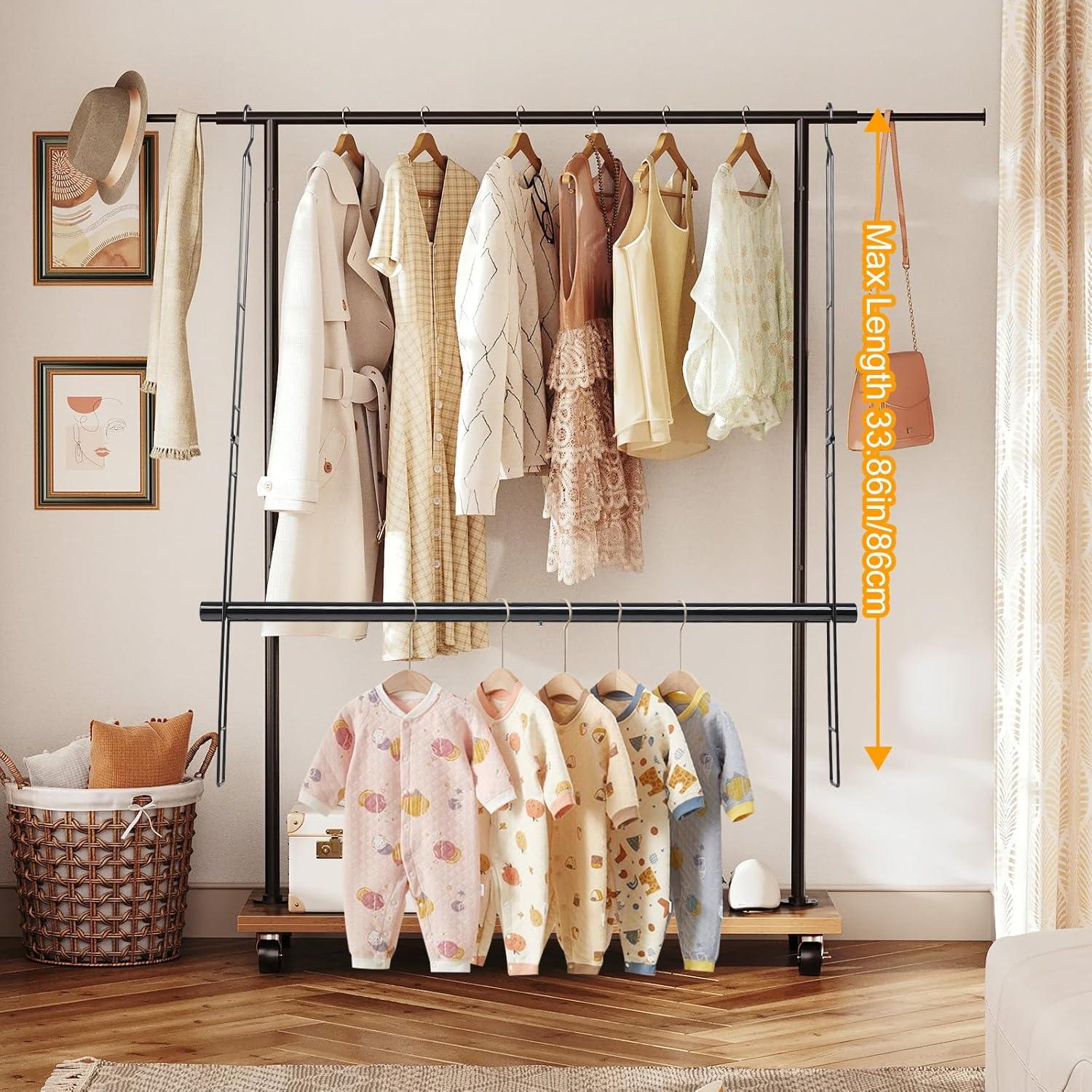 Barra Colgante para Armario ABtool 81cm Ajustable Negro