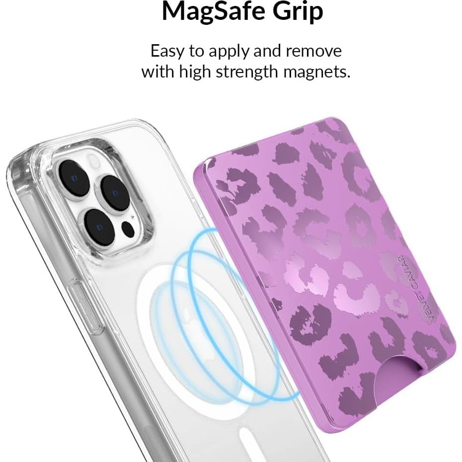 Cartera Magnética Velvet Caviar Leopardo Púrpura para iPhone 12/13/14/15