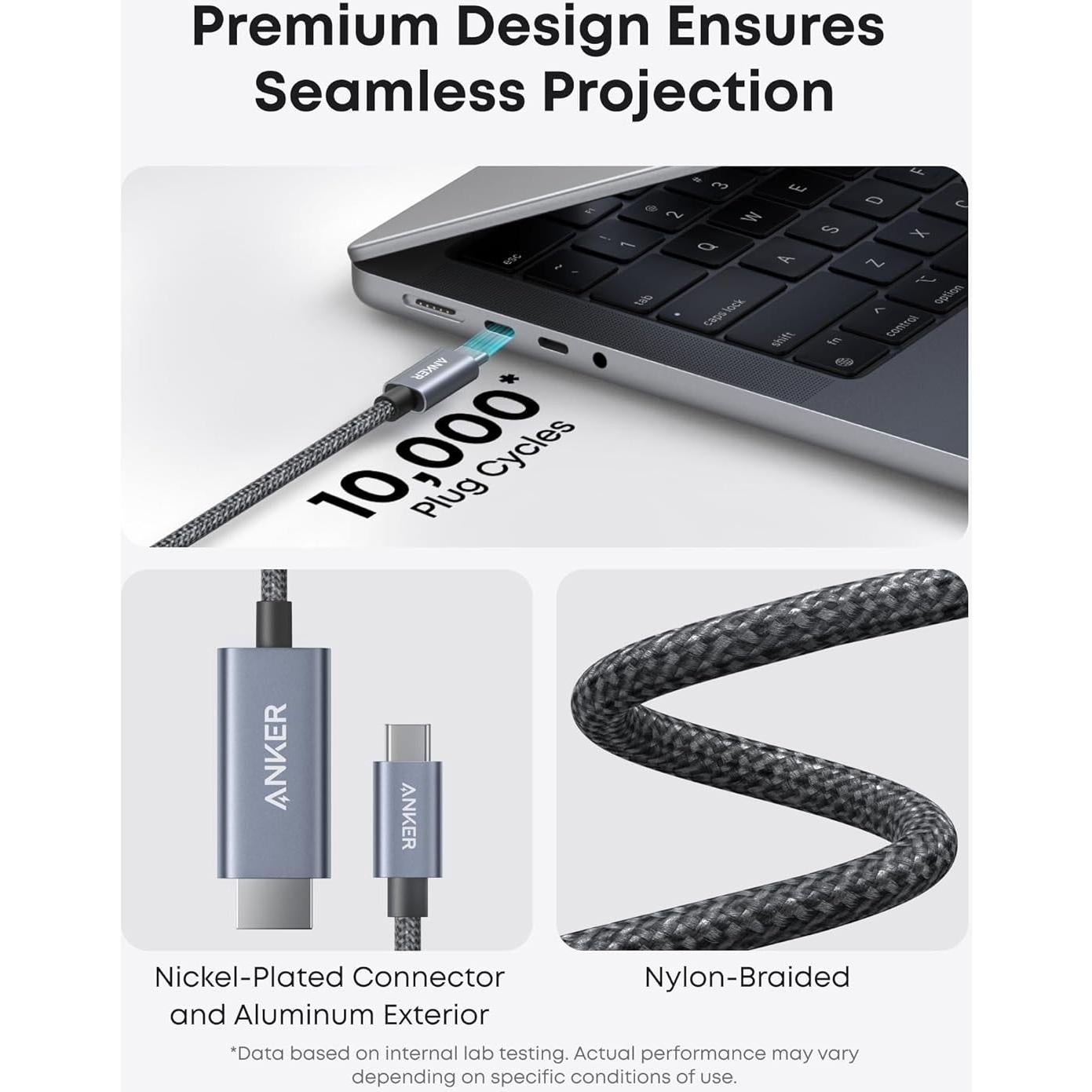 Cable HDMI Anker 4K 60Hz USB-C a HDMI 0.91m Negro