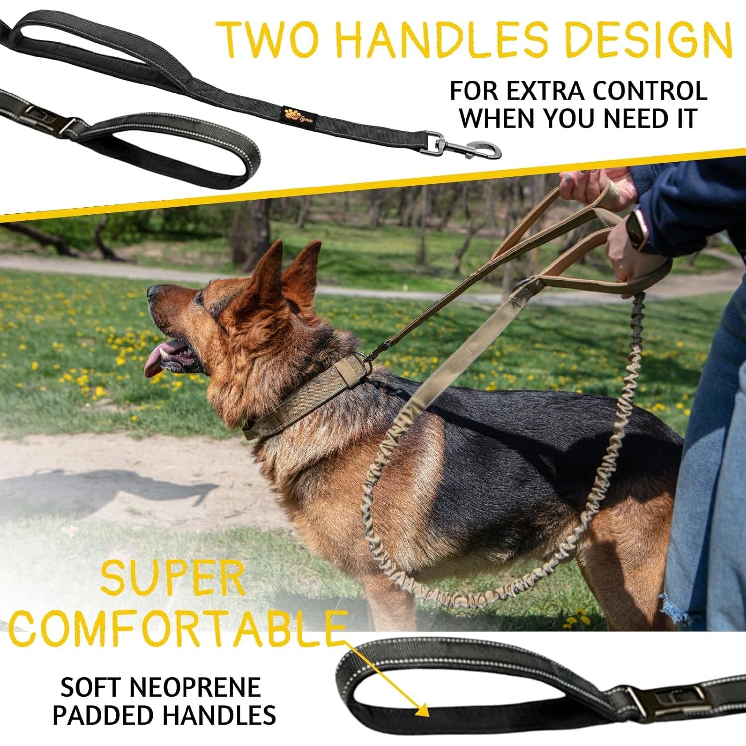 Correa Táctica Bungee para Perros Adityna 1.8m-2.3m Negra