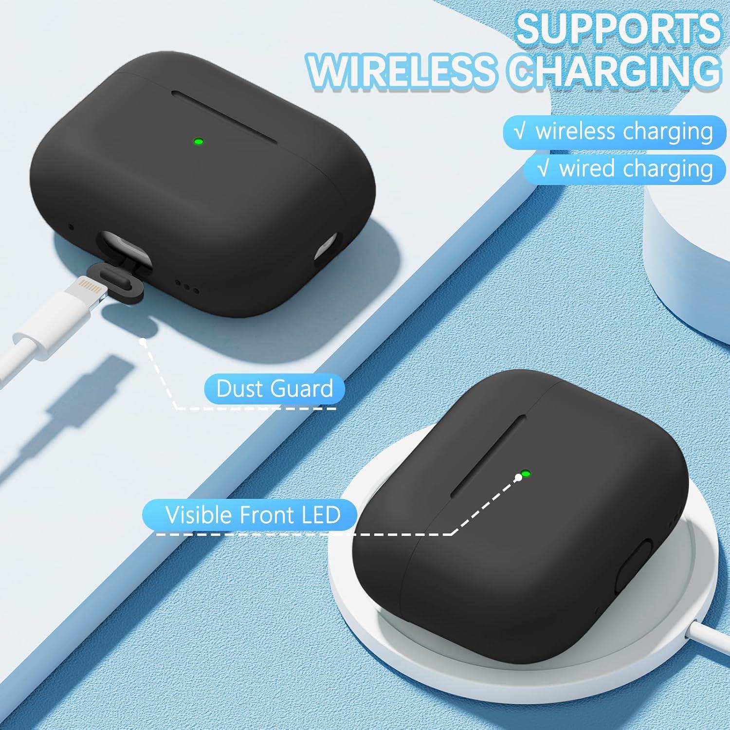 for AirPods Pro 2 Case 2022/2023 with Cleaner Kit,Soft Silicone Protective Cover for Apple AirPods Pro 2nd Generation for Women Men,AirPods Pro Case with Lanyard-Black