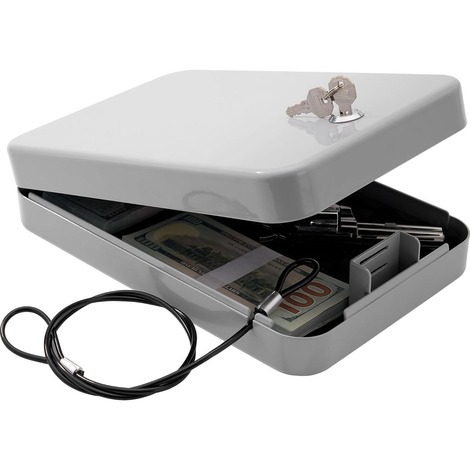 Caja Fuerte Portátil Sgorlds para Pistola con Llave 29.2x19.1cm Gris