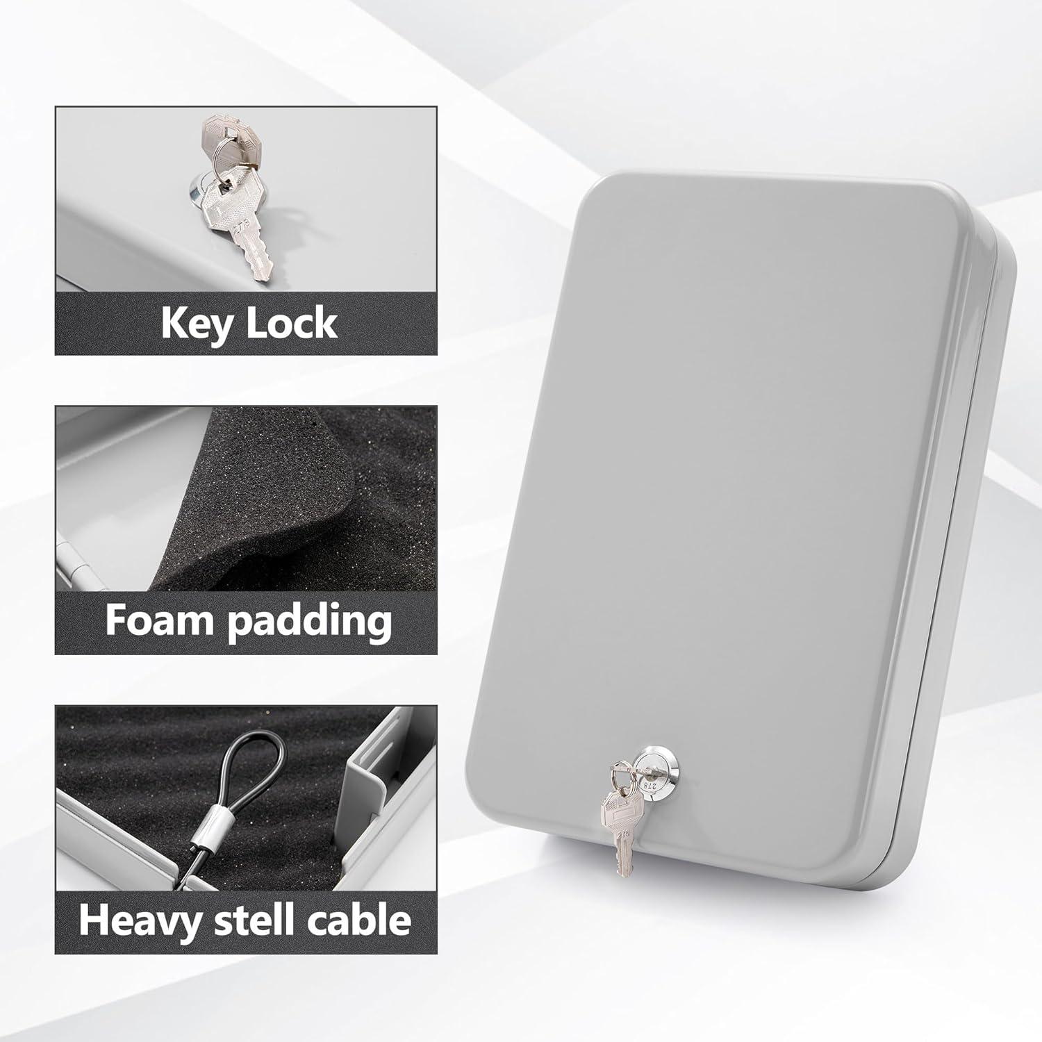 Caja Fuerte Portátil Sgorlds para Pistola con Llave 29.2x19.1cm Gris