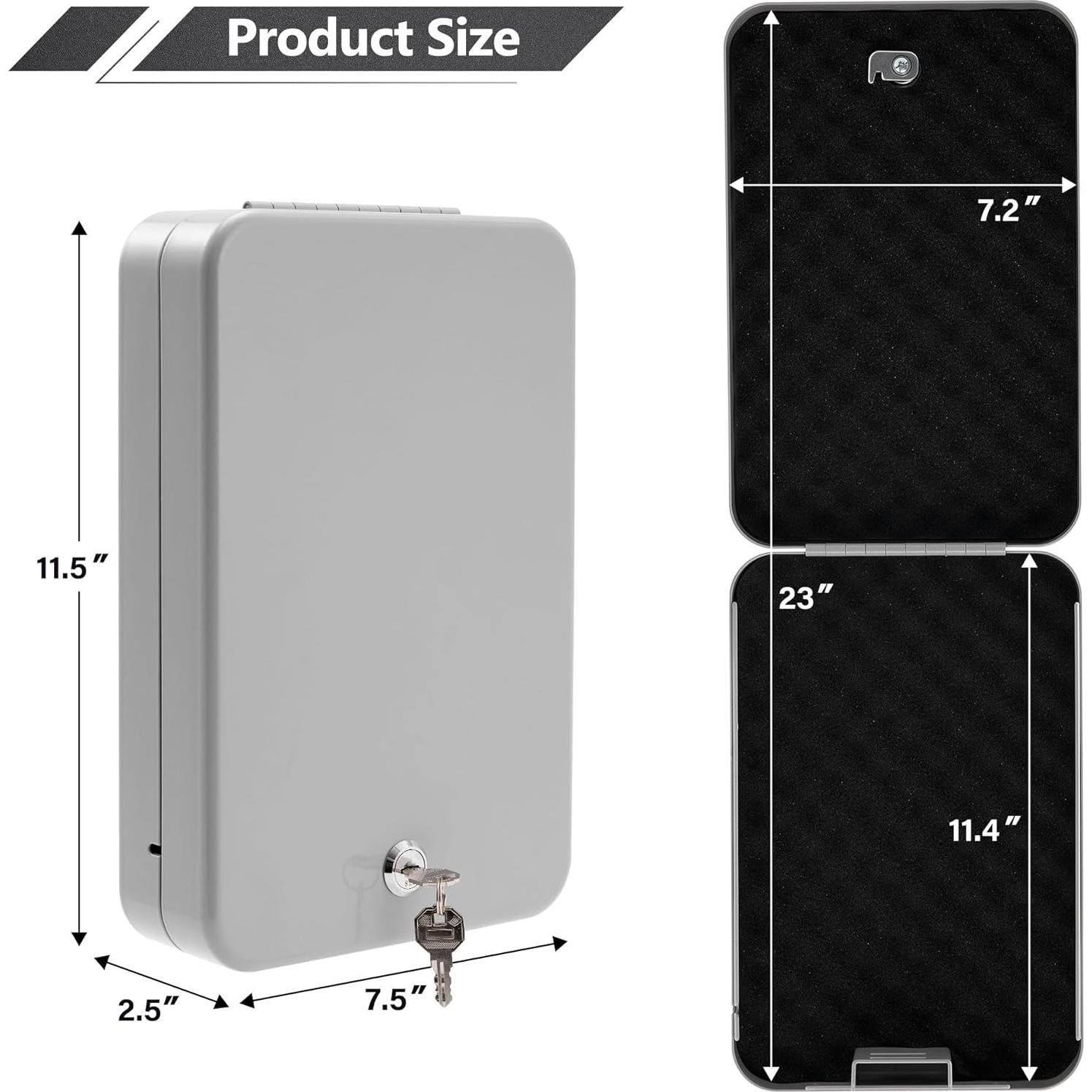 Caja Fuerte Portátil Sgorlds para Pistola con Llave 29.2x19.1cm Gris