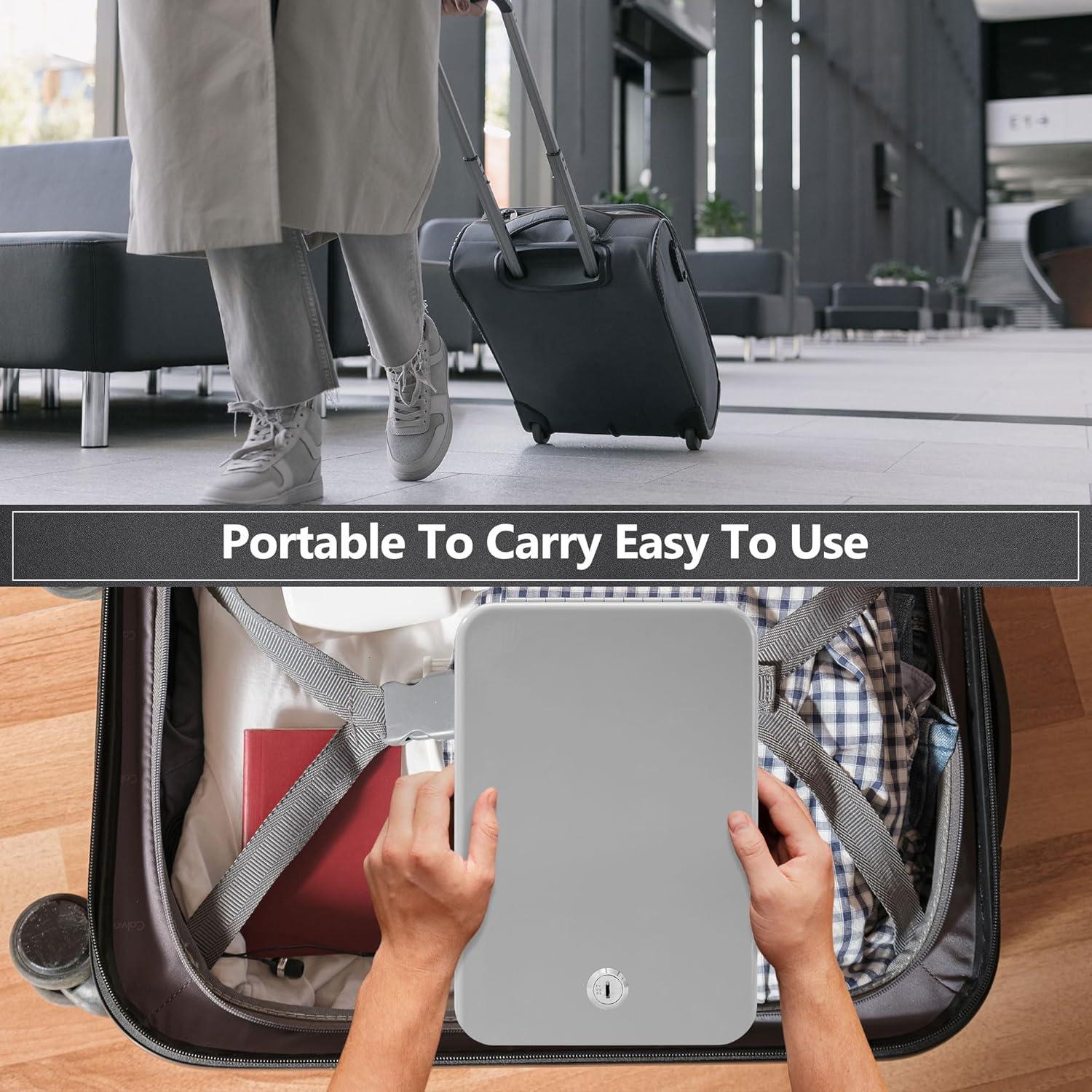 Caja Fuerte Portátil Sgorlds para Pistola con Llave 29.2x19.1cm Gris