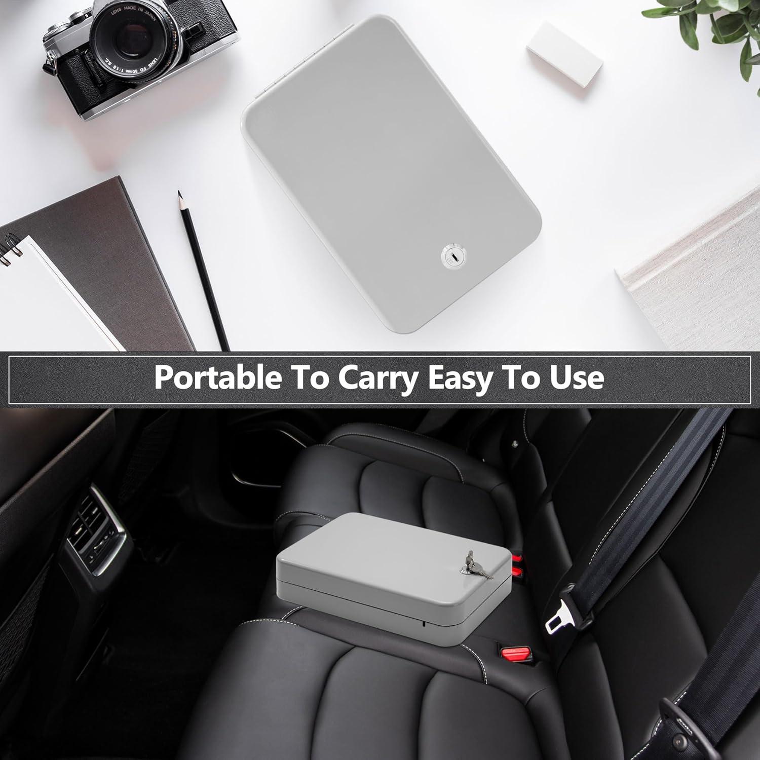 Caja Fuerte Portátil Sgorlds para Pistola con Llave 29.2x19.1cm Gris