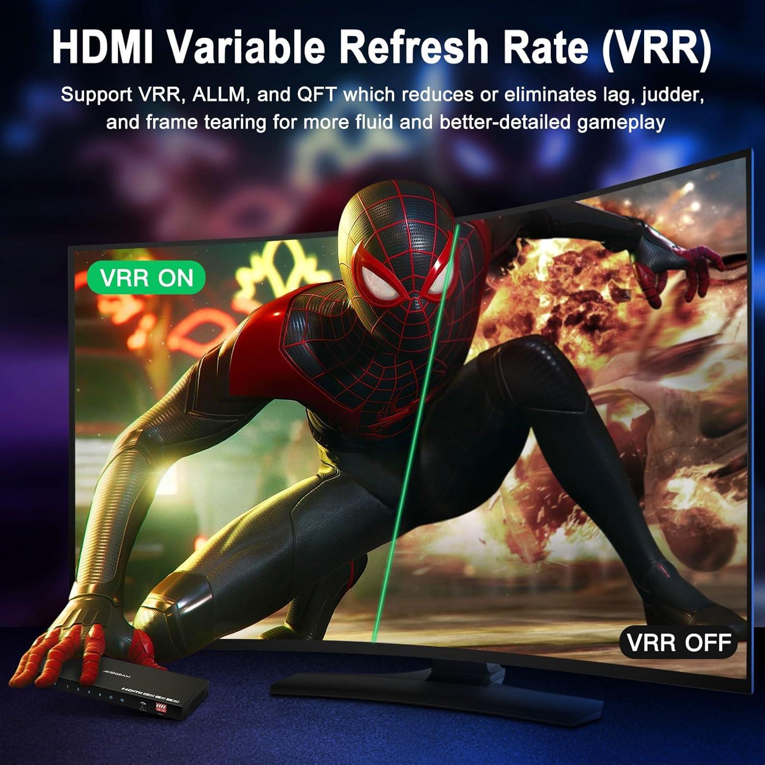 Interruptor HDMI 2.1 AVIDGRAM 4x1 con extractor de audio 8K 60Hz