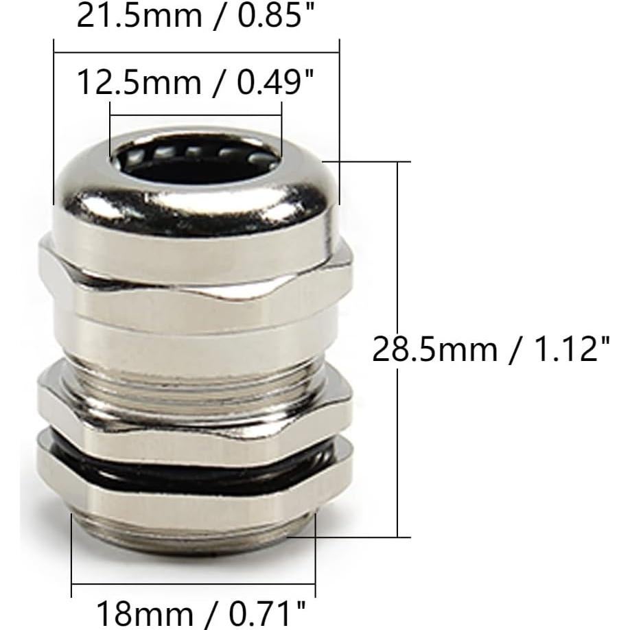 Conectores de Cable M20 Fielect 10 Pcs Metal A Prueba de Agua