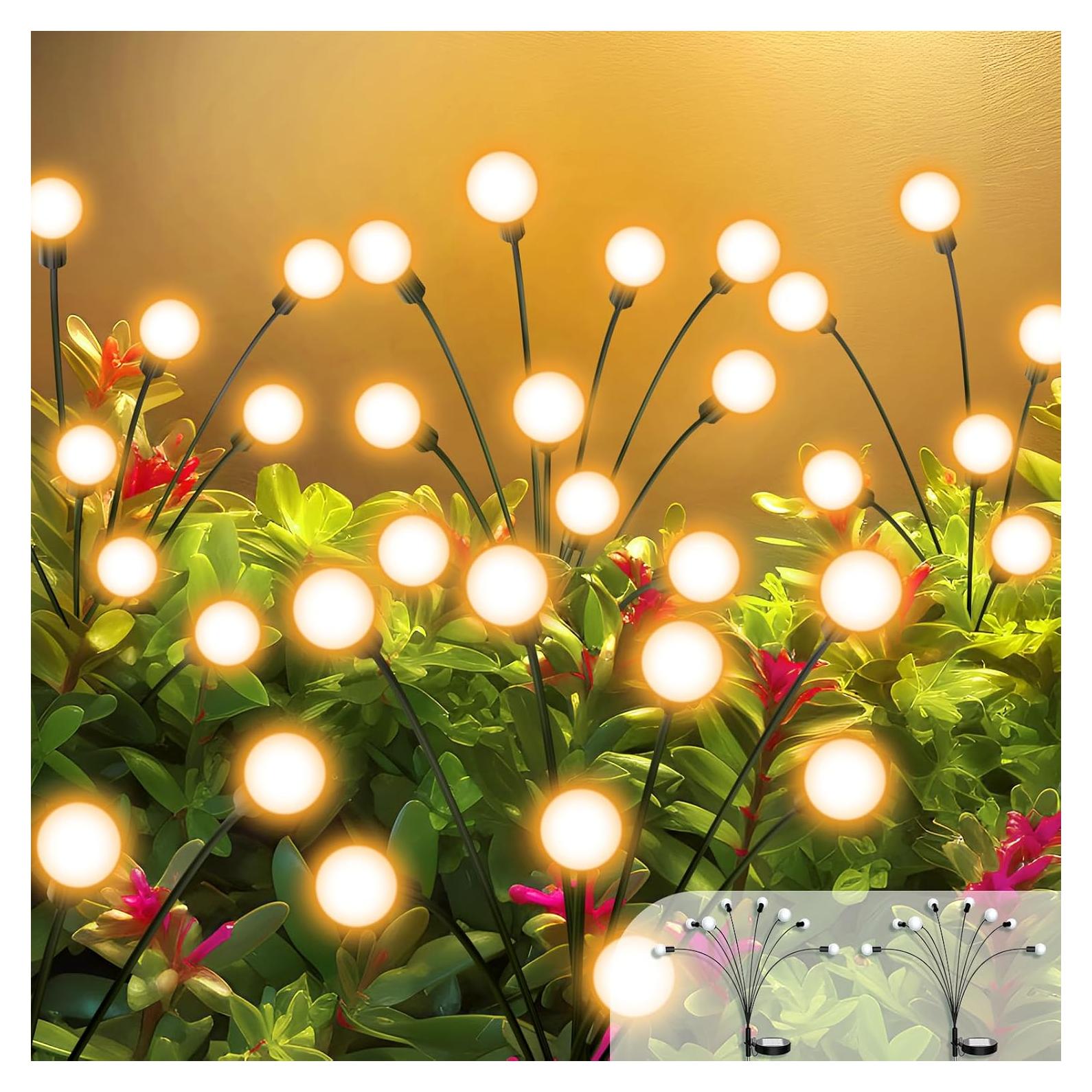 Luces de Jardín Solar ULAIYO, 2 Piezas, 8 LED, IP65