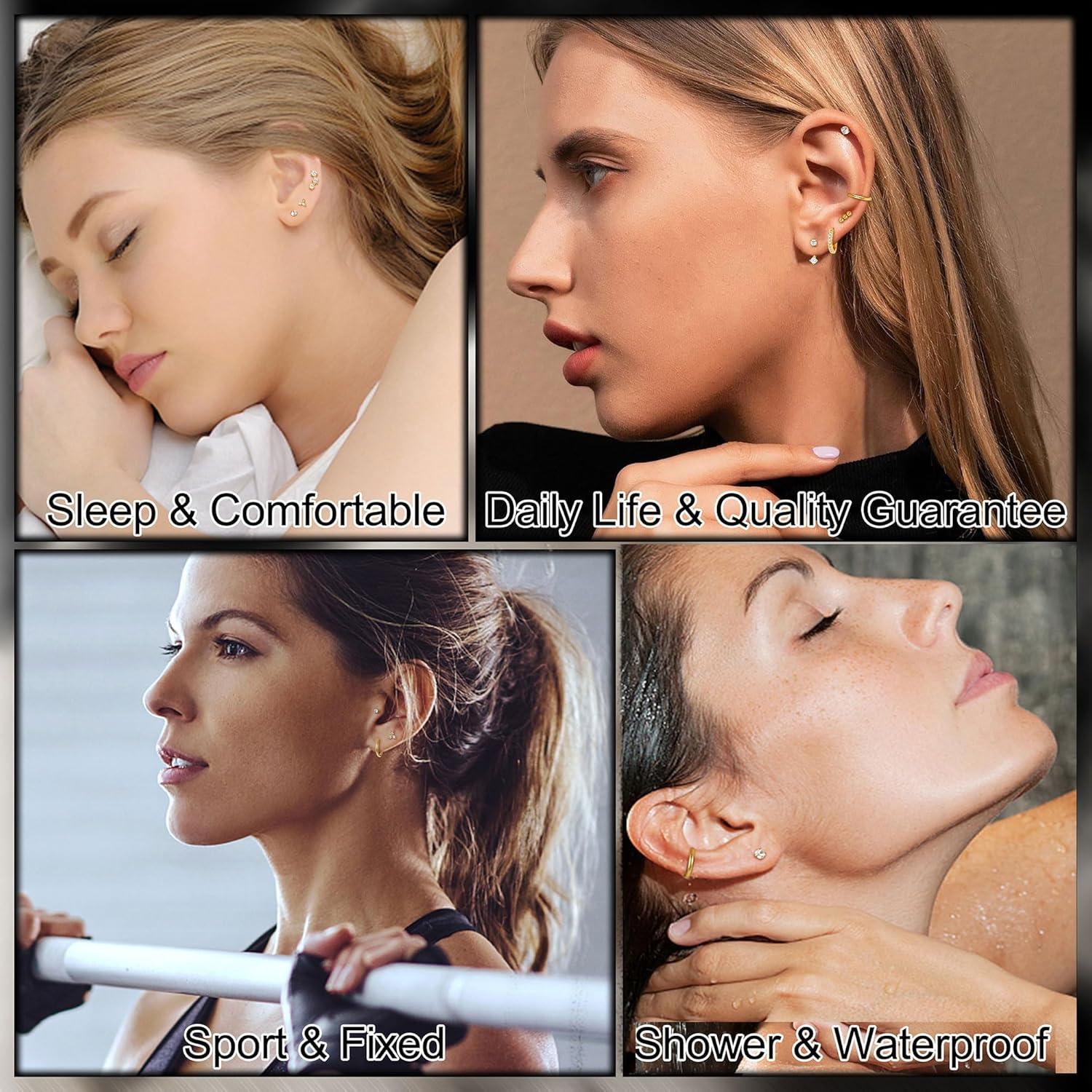 Pendientes Hipoalergénicos de Acero Inoxidable 20G Oro