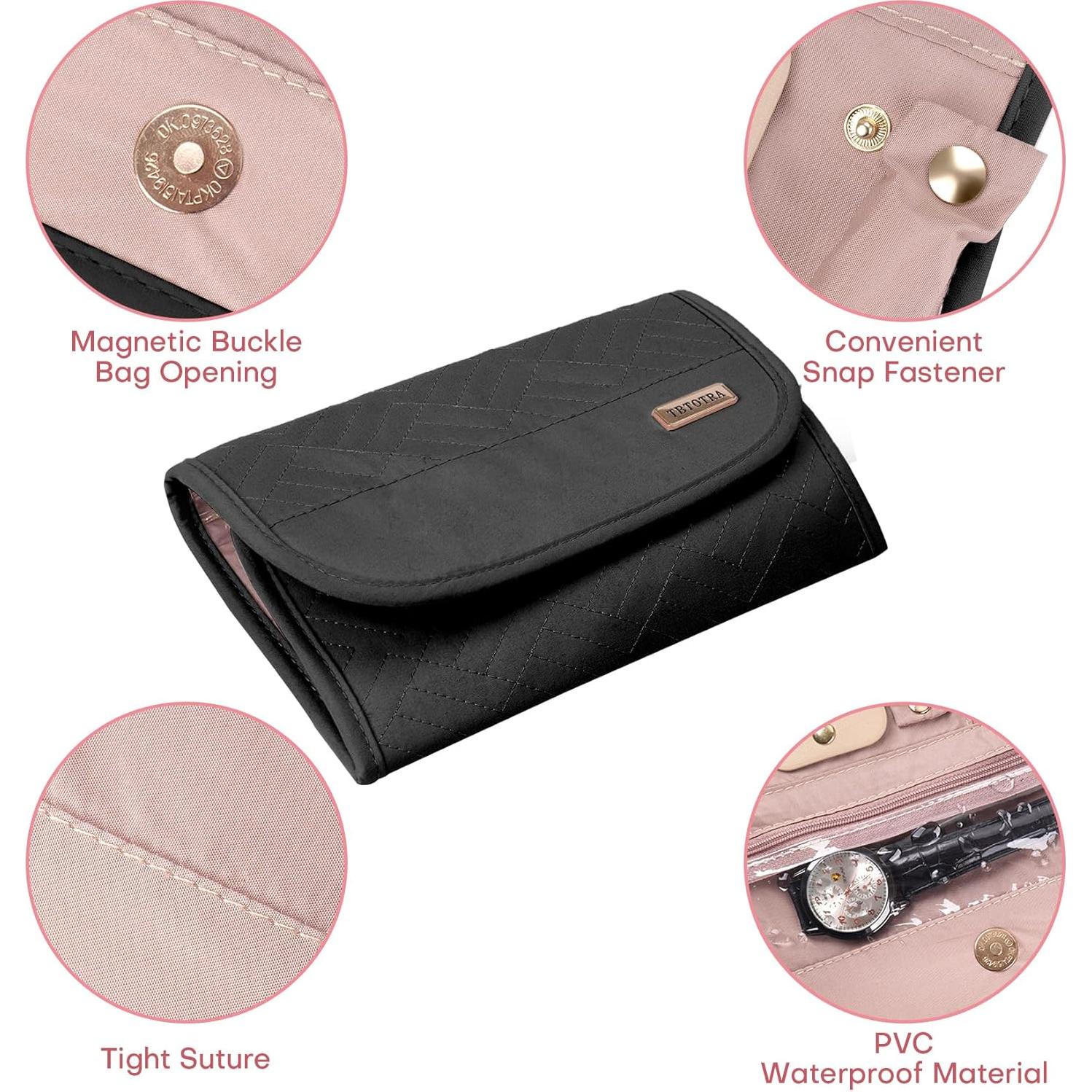 Caja Organizadora de Joyería de Viaje TBTOTRA Negra 5 Compartimentos