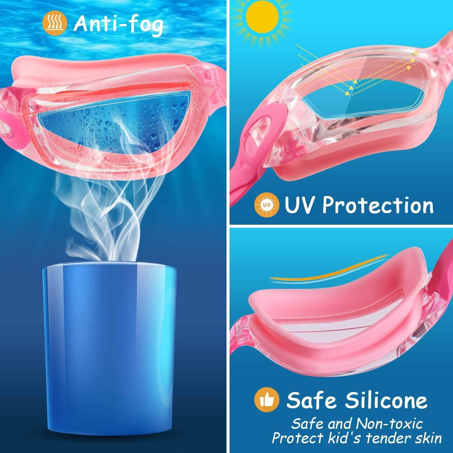 Gafas de natación COOLOO para niños, 2 paquetes, 4-16 años