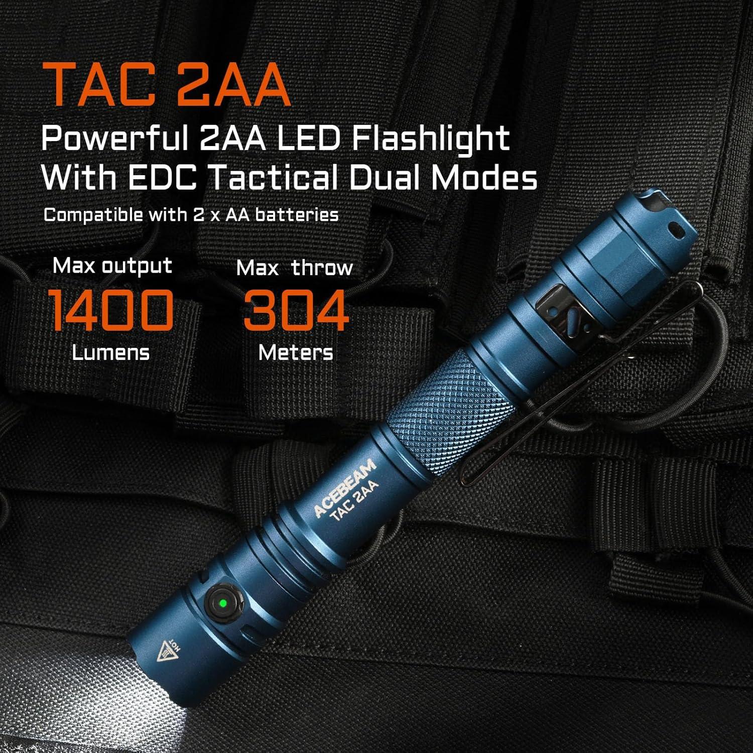 Linterna Táctica ACEBEAM TAC 2AA Recargable 1400 Lúmenes