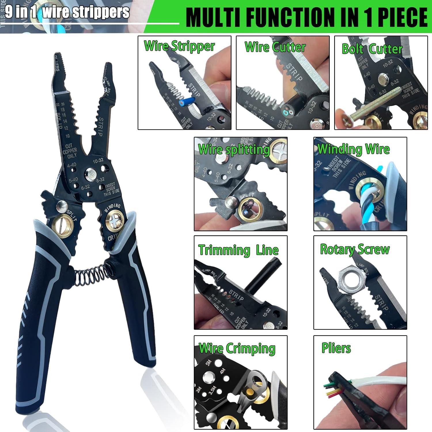 Herramienta Desforradora 9 en 1 Groword - Cortador de Cables 20-50 AWG