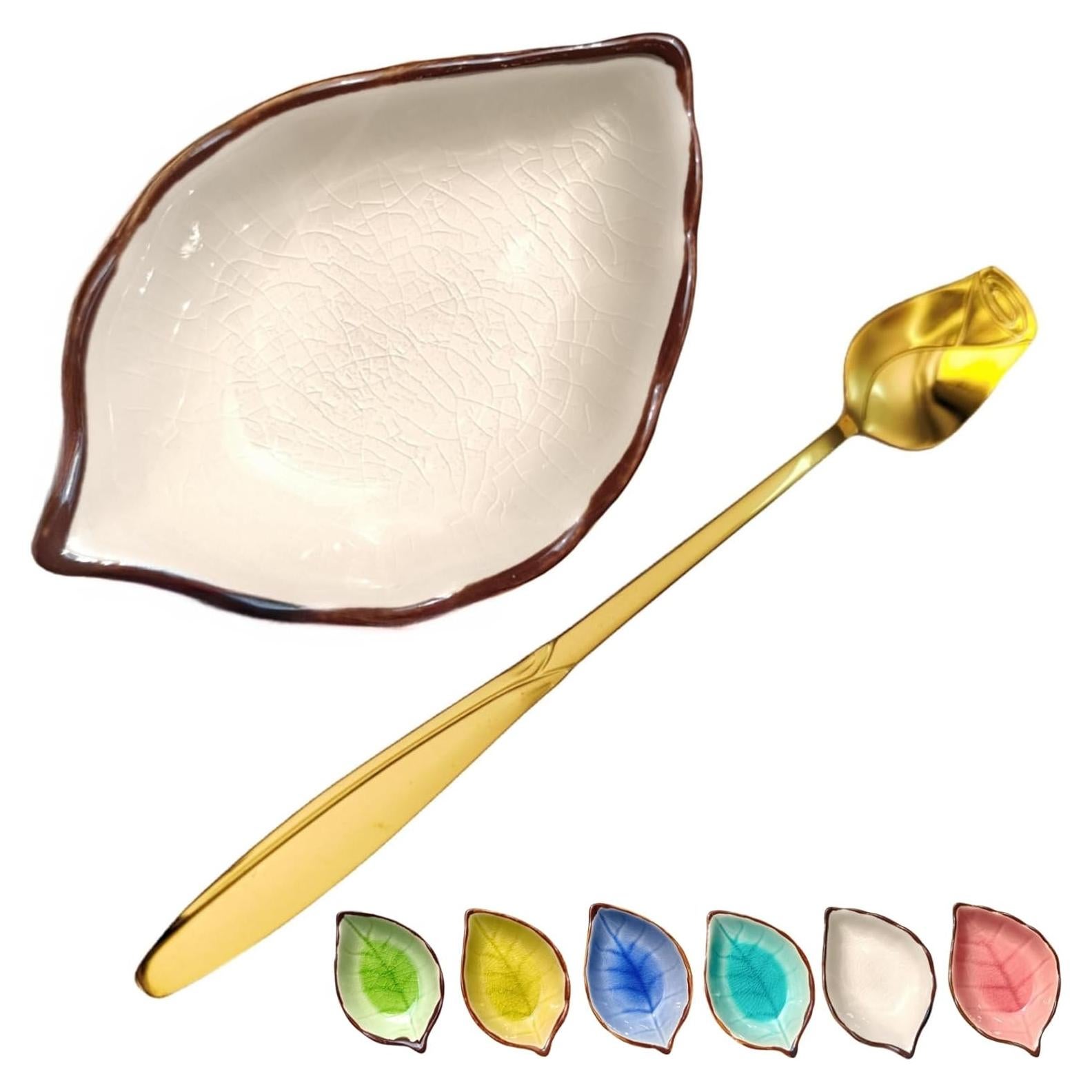 Juego de Cuchara de Café y Reposaplatos Cerámico TOPYOKK