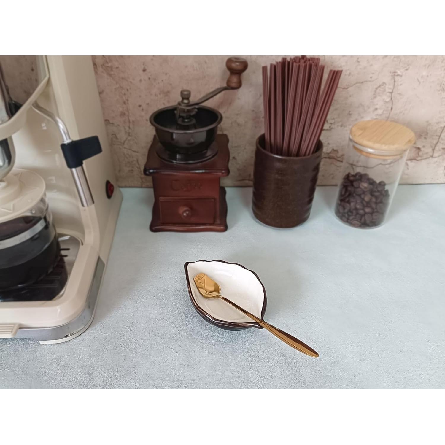 Juego de Cuchara de Café y Reposaplatos Cerámico TOPYOKK