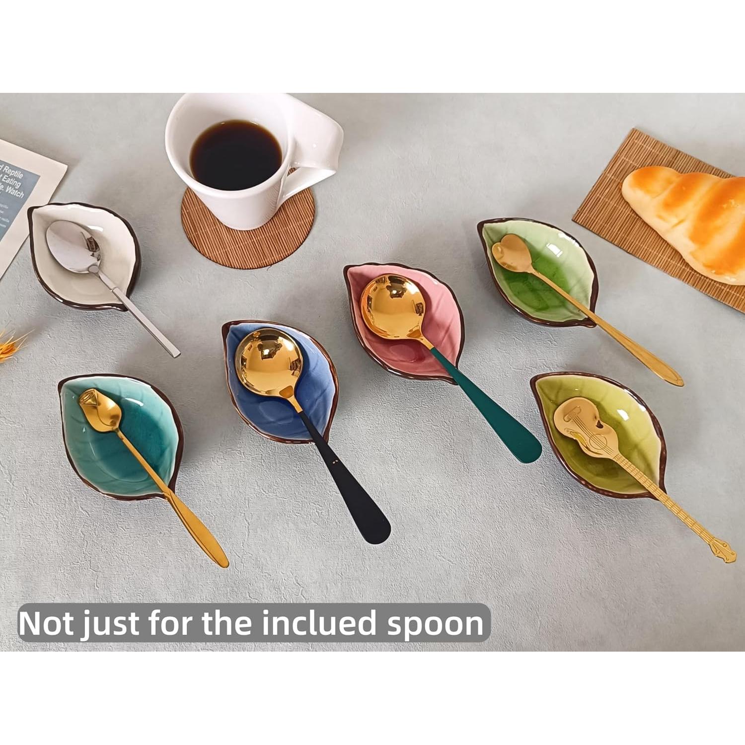 Juego de Cuchara de Café y Reposaplatos Cerámico TOPYOKK