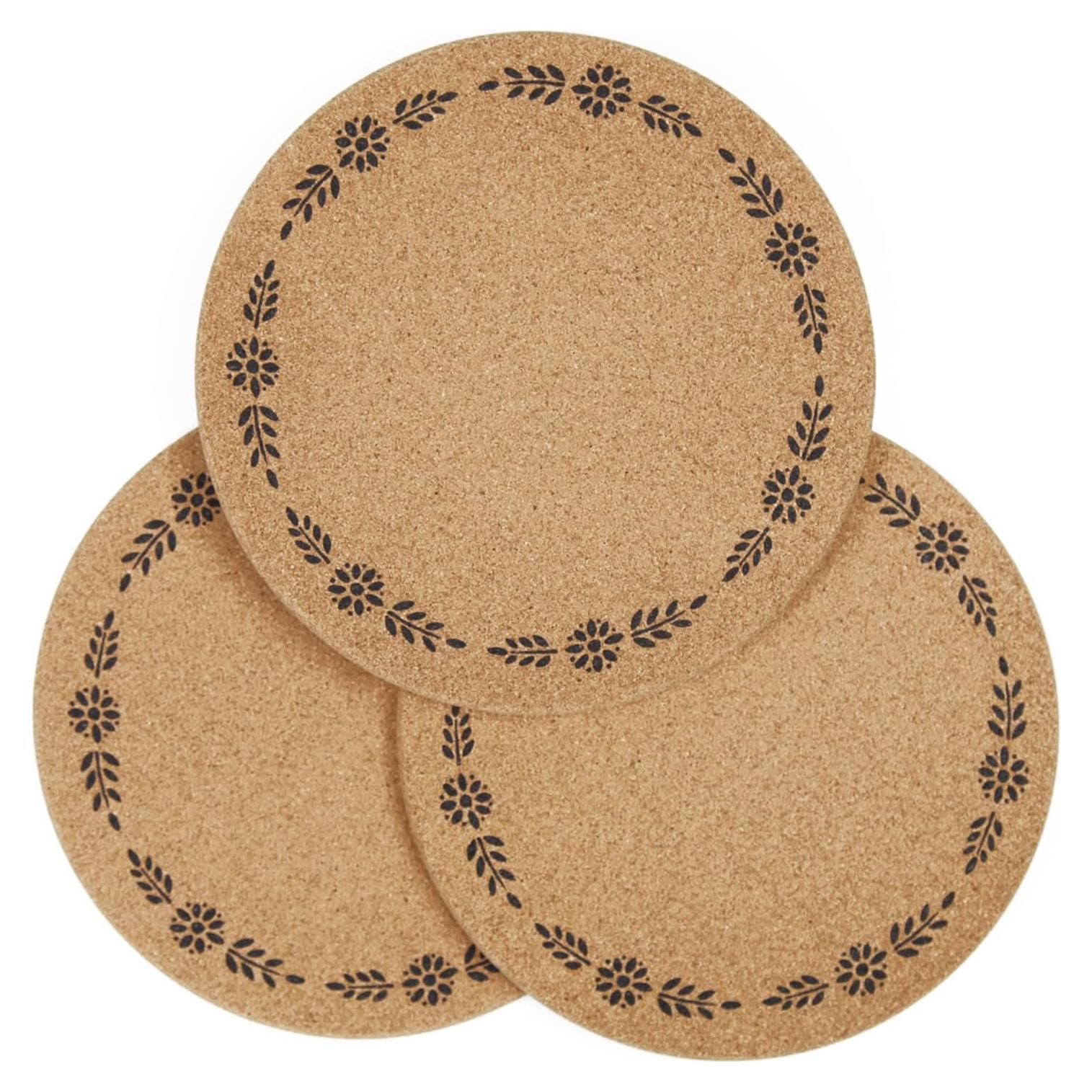 Trivet de Corcho Redondo Ninegridisland - 19 cm, Set de 4