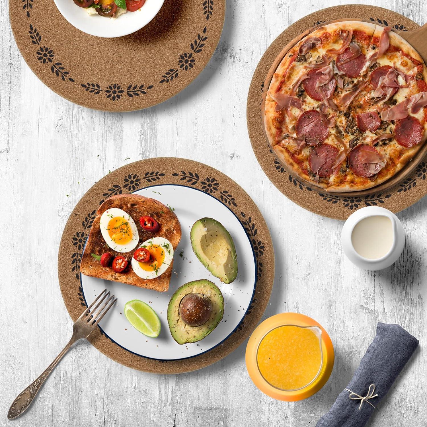 Trivet de Corcho Redondo Ninegridisland - 19 cm, Set de 4