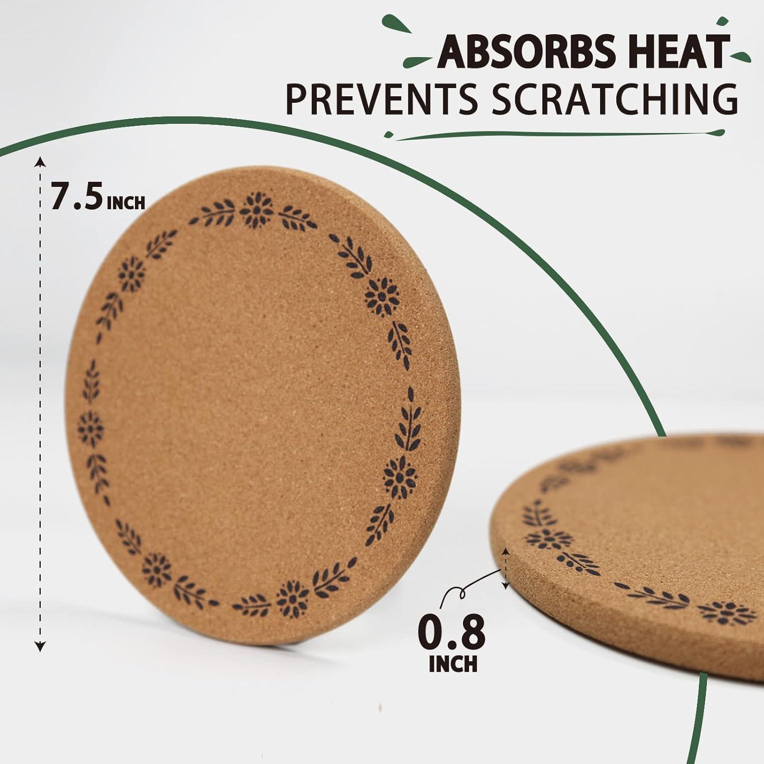 Trivet de Corcho Redondo Ninegridisland - 19 cm, Set de 4