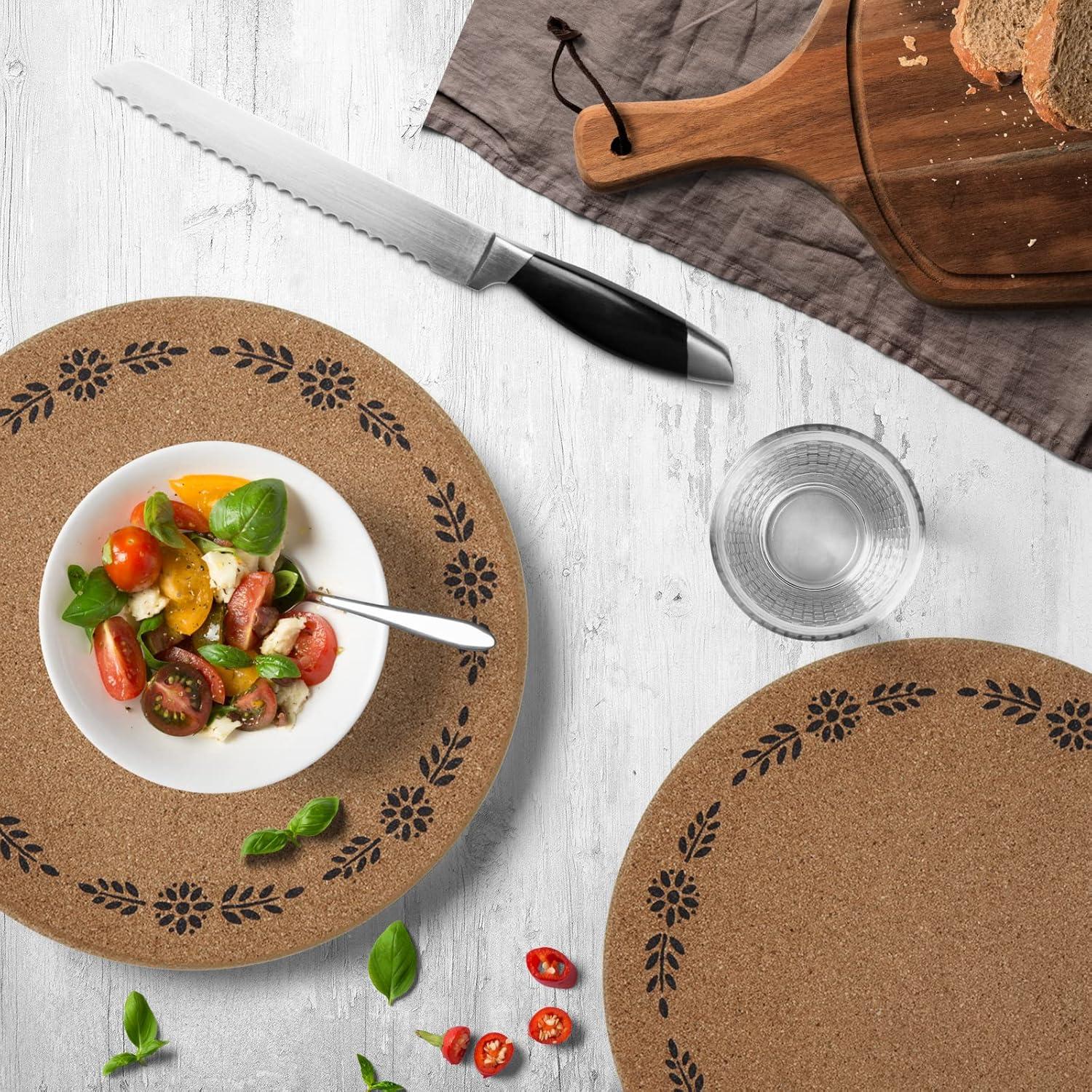 Trivet de Corcho Redondo Ninegridisland - 19 cm, Set de 4