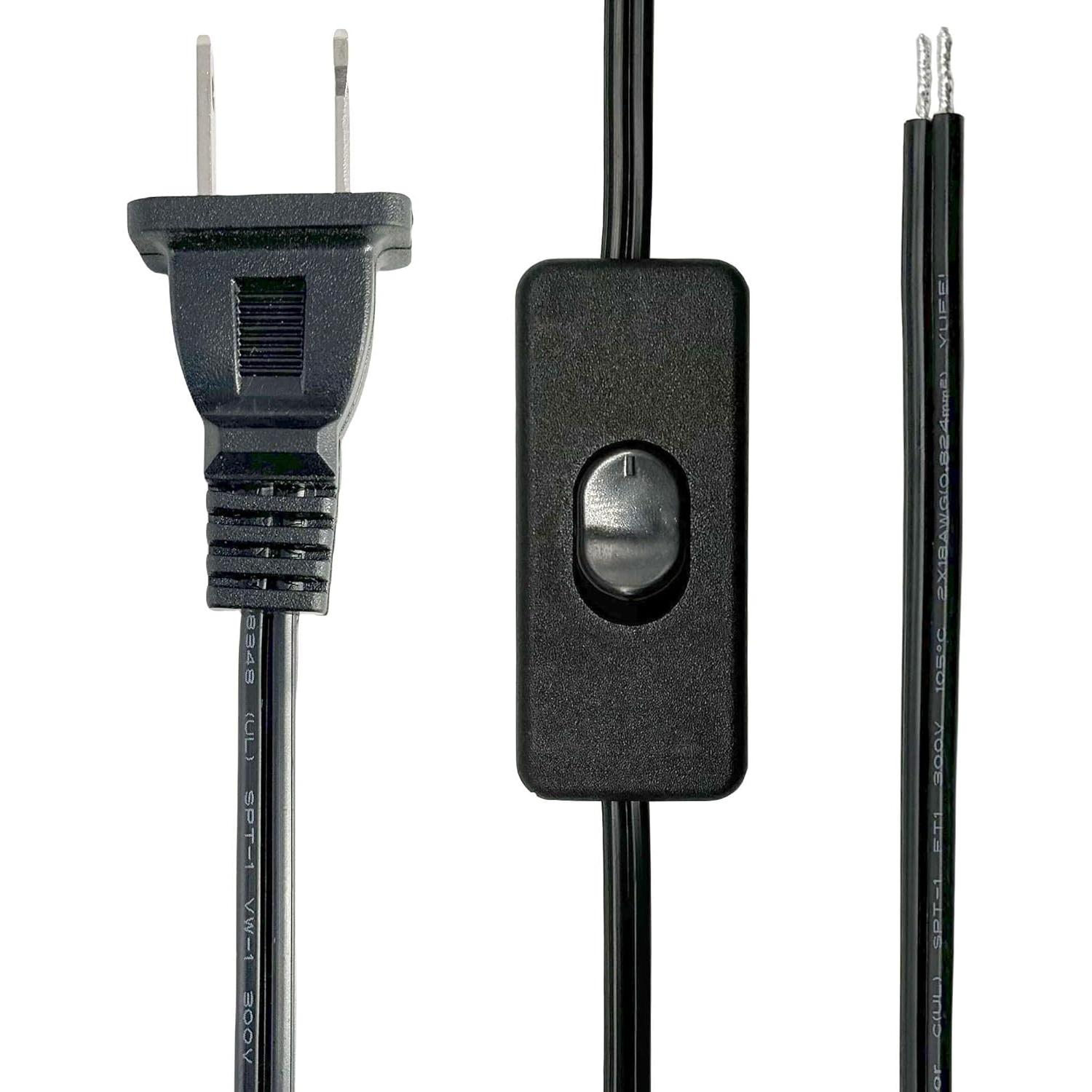 Cable de Lámpara Negro con Interruptor 1.83m 18 AWG ATPD-001-B1