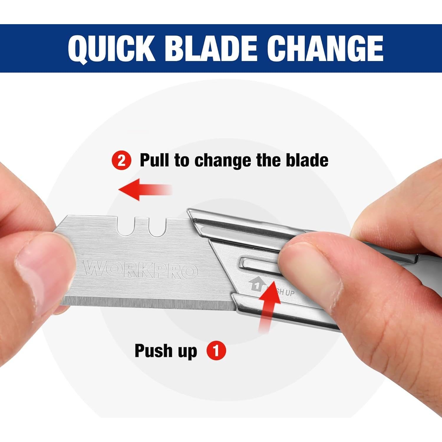 Cuchillos Utilitarios Plegables WORKPRO 3 Piezas Acero Inoxidable