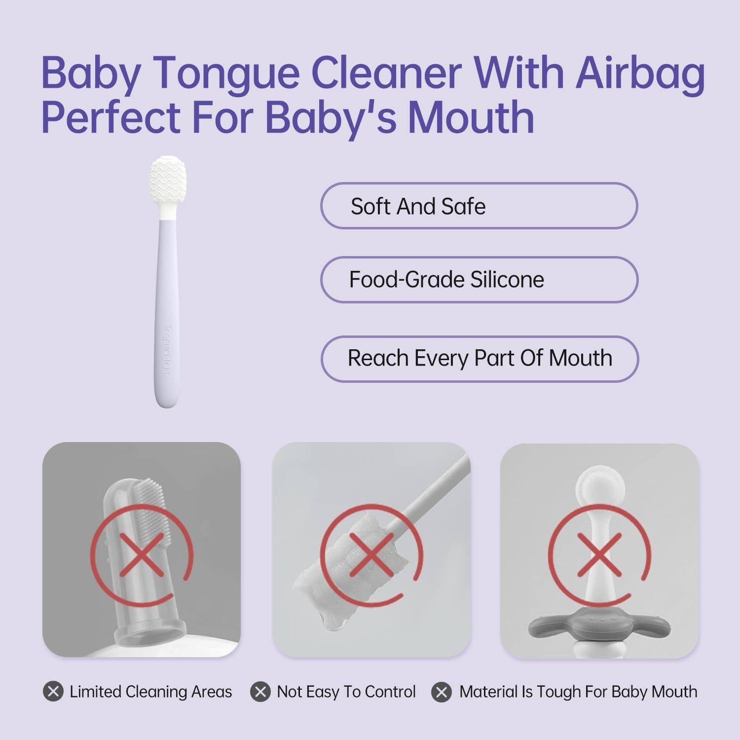 Raspador de Lengua para Bebés Tongueclear 360° - Limpiador Oral