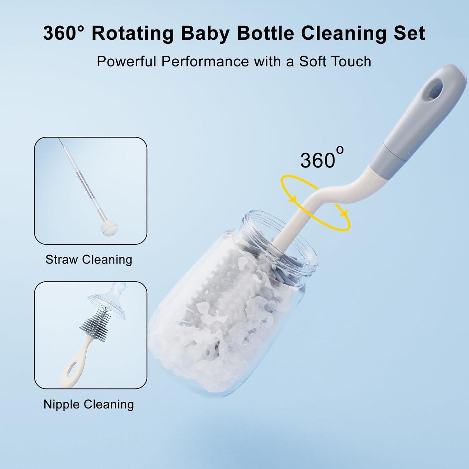 Juego de Cepillos de Botellas ePiiChua 3 en 1 Silicona Gris