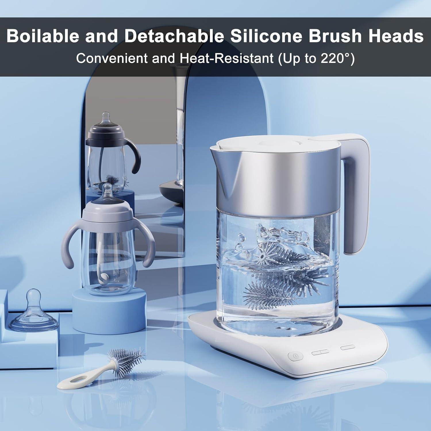 Juego de Cepillos de Botellas ePiiChua 3 en 1 Silicona Gris