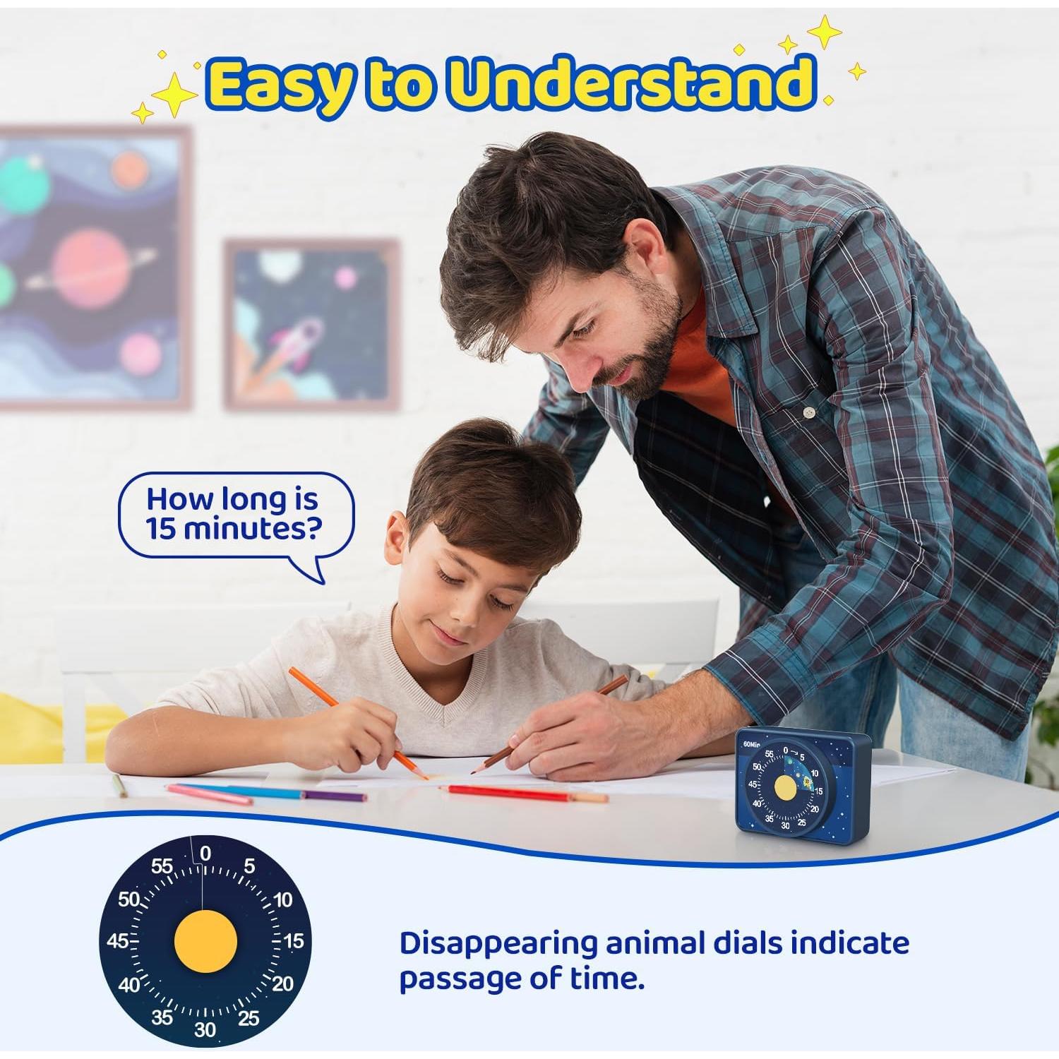 Temporizador Visual VOCOO Azul para Niños - Cielo Estrellado 60 Min