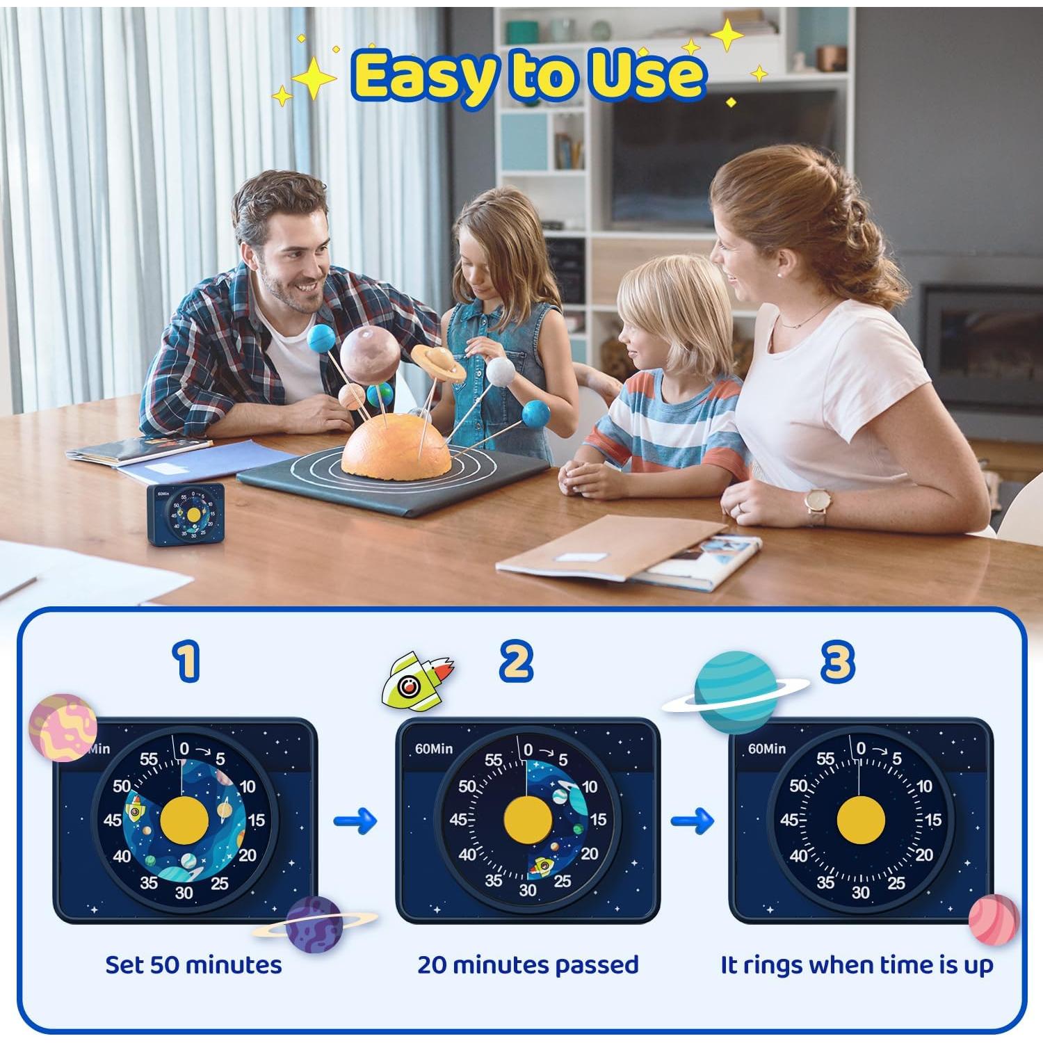 Temporizador Visual VOCOO Azul para Niños - Cielo Estrellado 60 Min