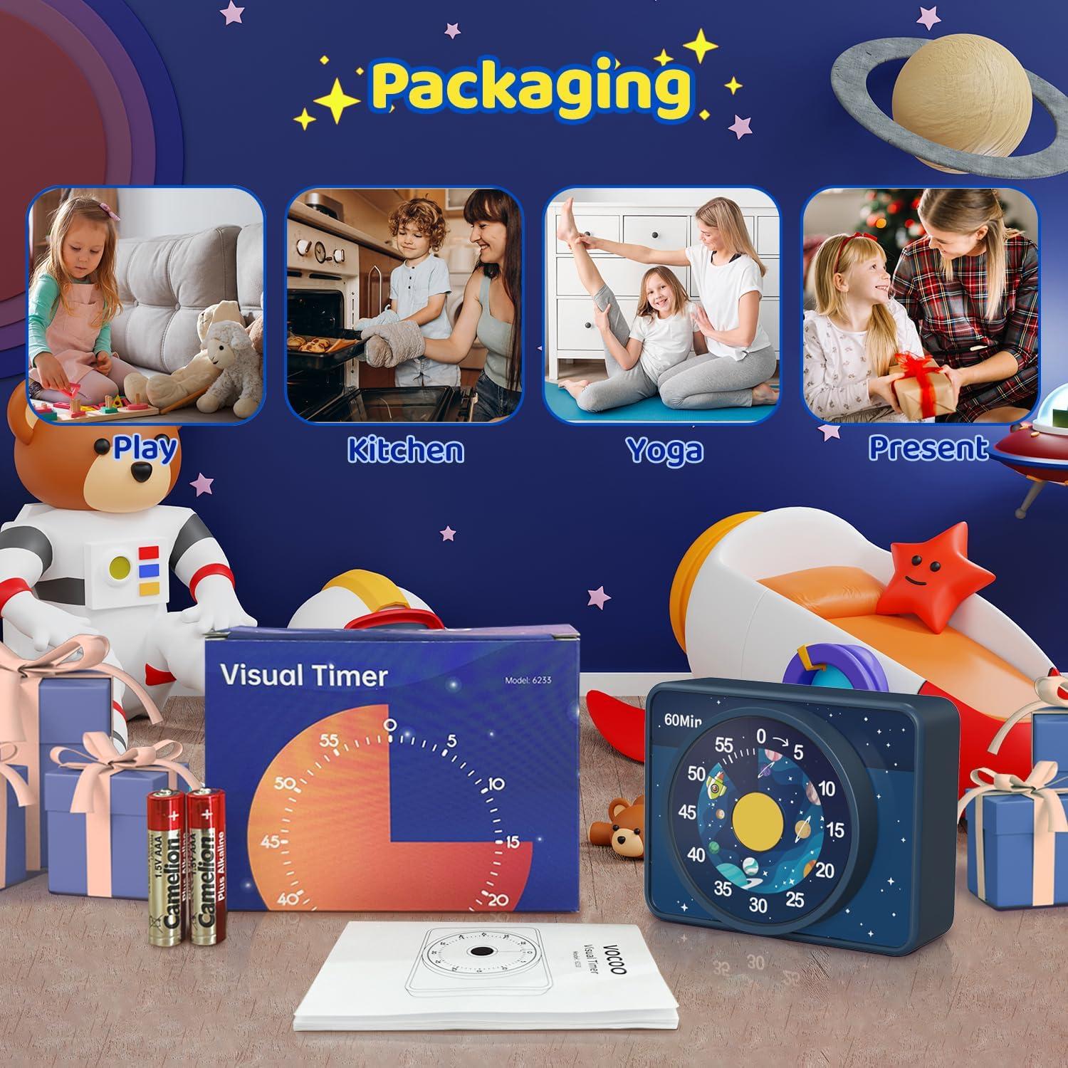 Temporizador Visual VOCOO Azul para Niños - Cielo Estrellado 60 Min