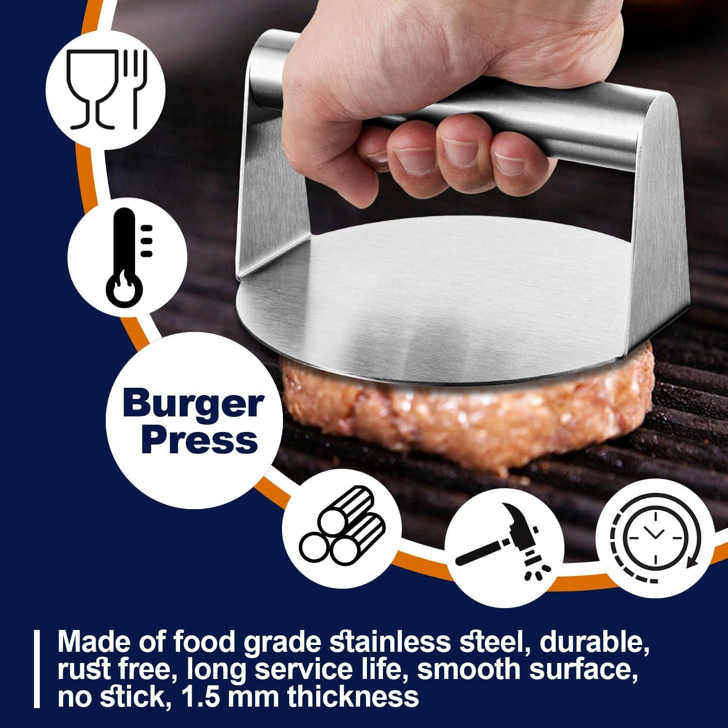 Prensa de Hamburguesas HaSteeL 14 cm Acero Inoxidable Antiadherente