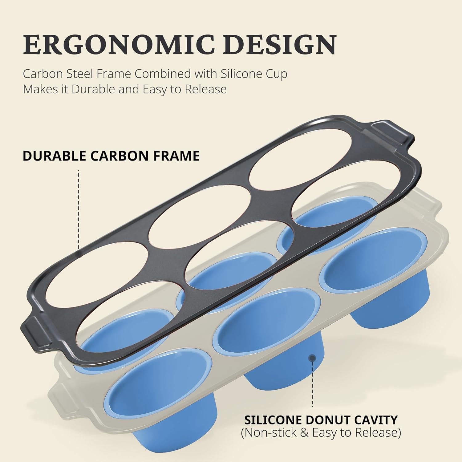 Molde Jumbo para Muffins BRONYPRO 6 Tazas Silicona Azul