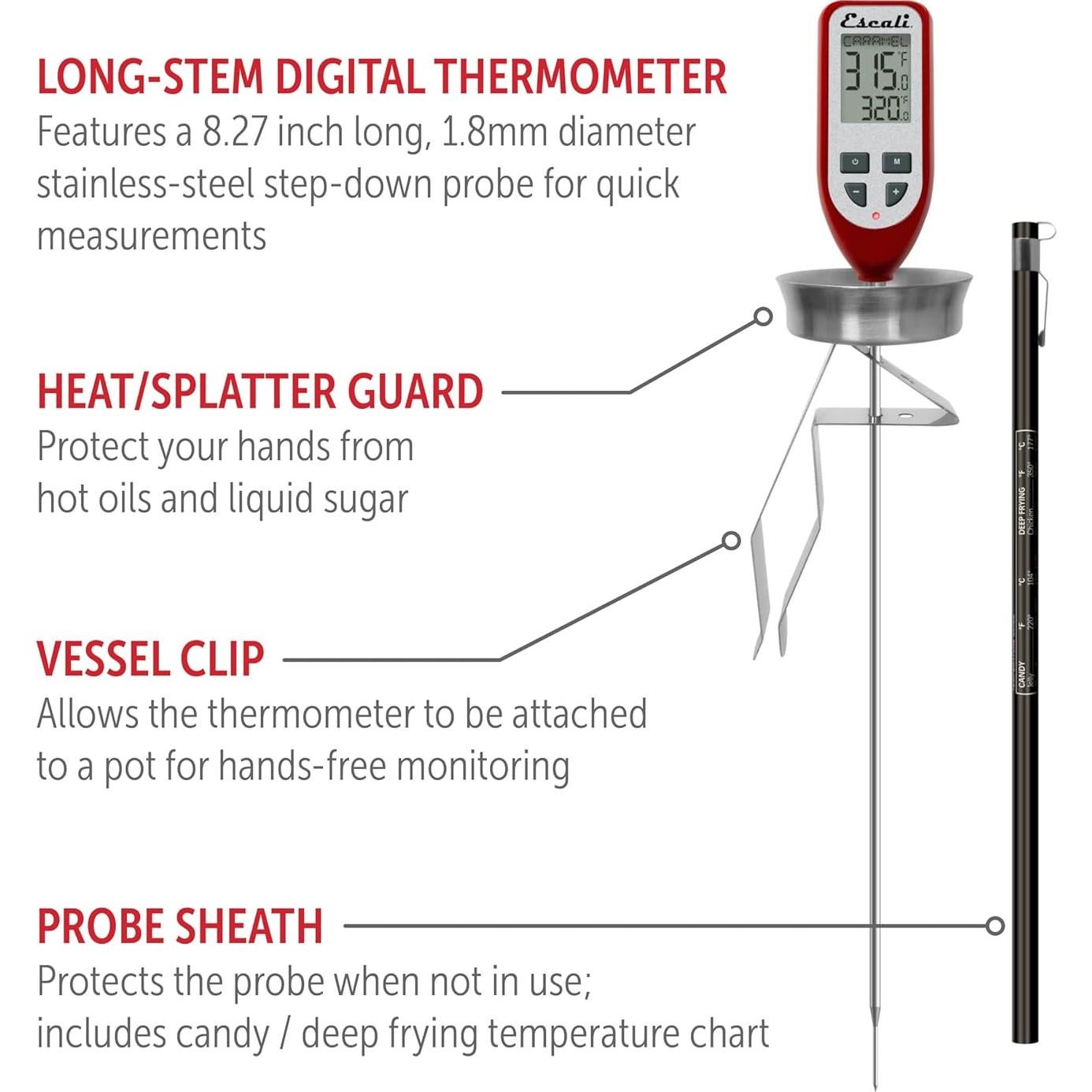 Termómetro Digital Escali DHC1 para Freír y Caramelos 21 cm