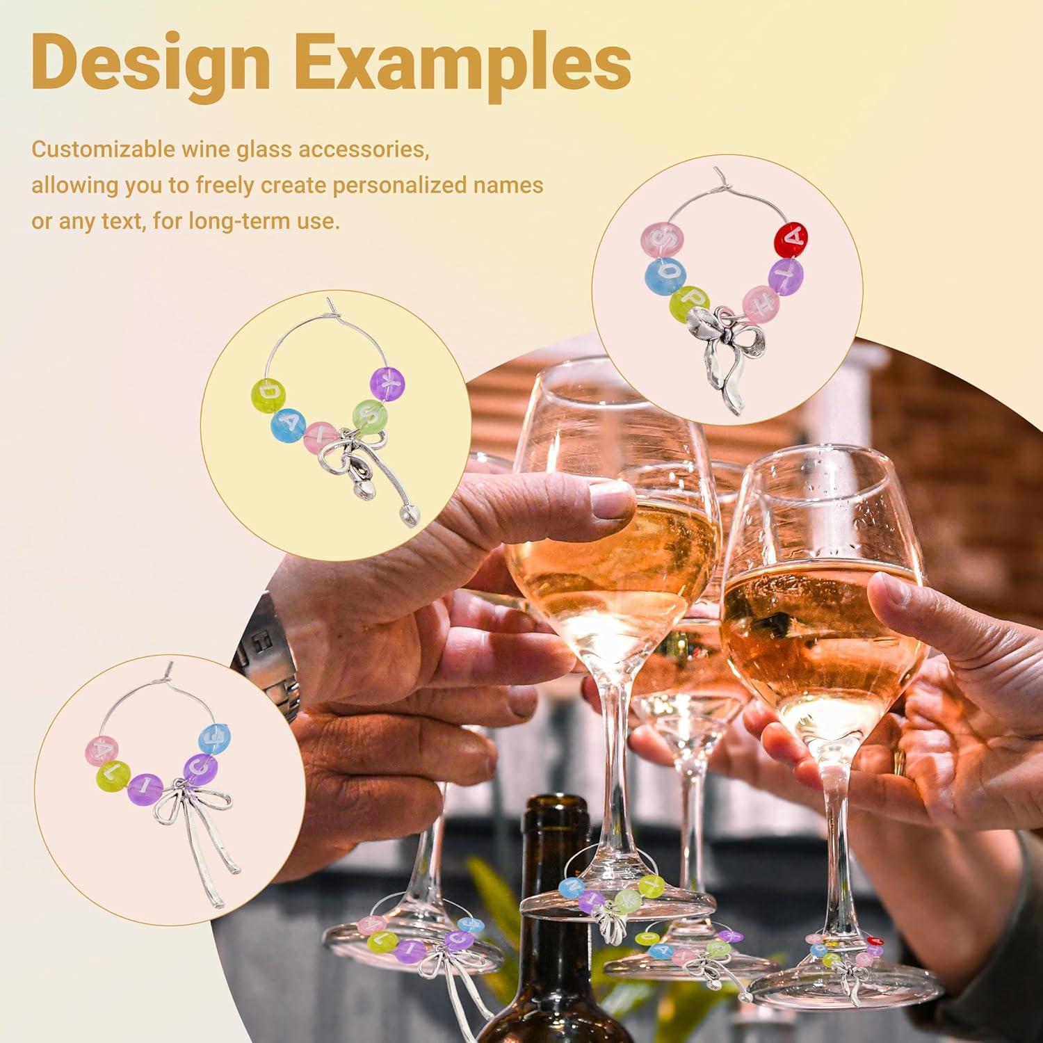 Kit de Charms para Copas de Vino DIY - 50 Piezas con Letras Coloridas