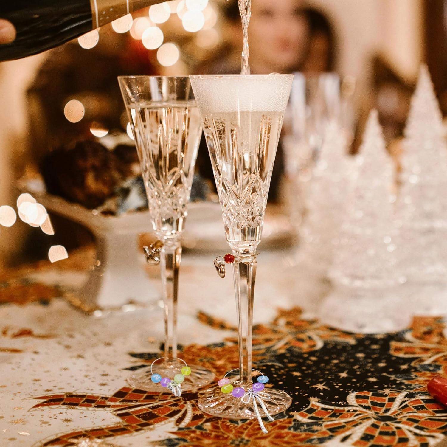 Kit de Charms para Copas de Vino DIY - 50 Piezas con Letras Coloridas